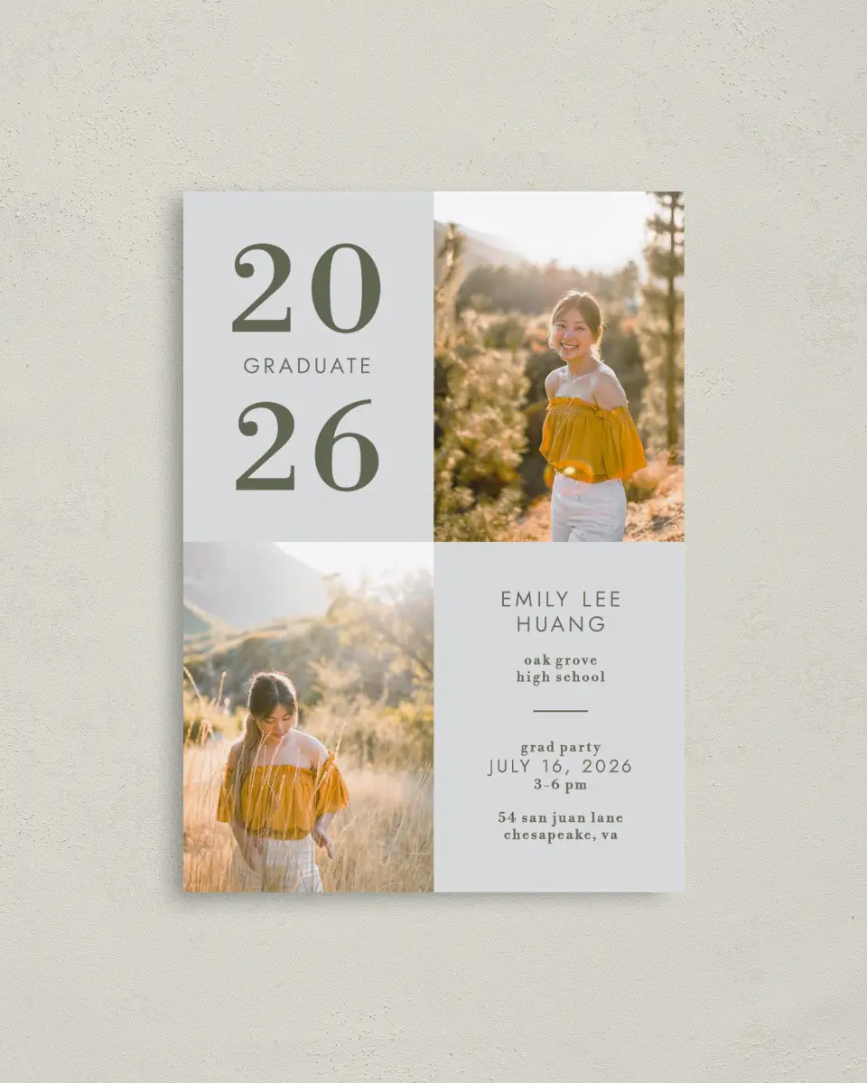 This is a 4" x 5.6" Graduation Announcement Postcard called Star Student printed in full color on Soft Touch Finish paper