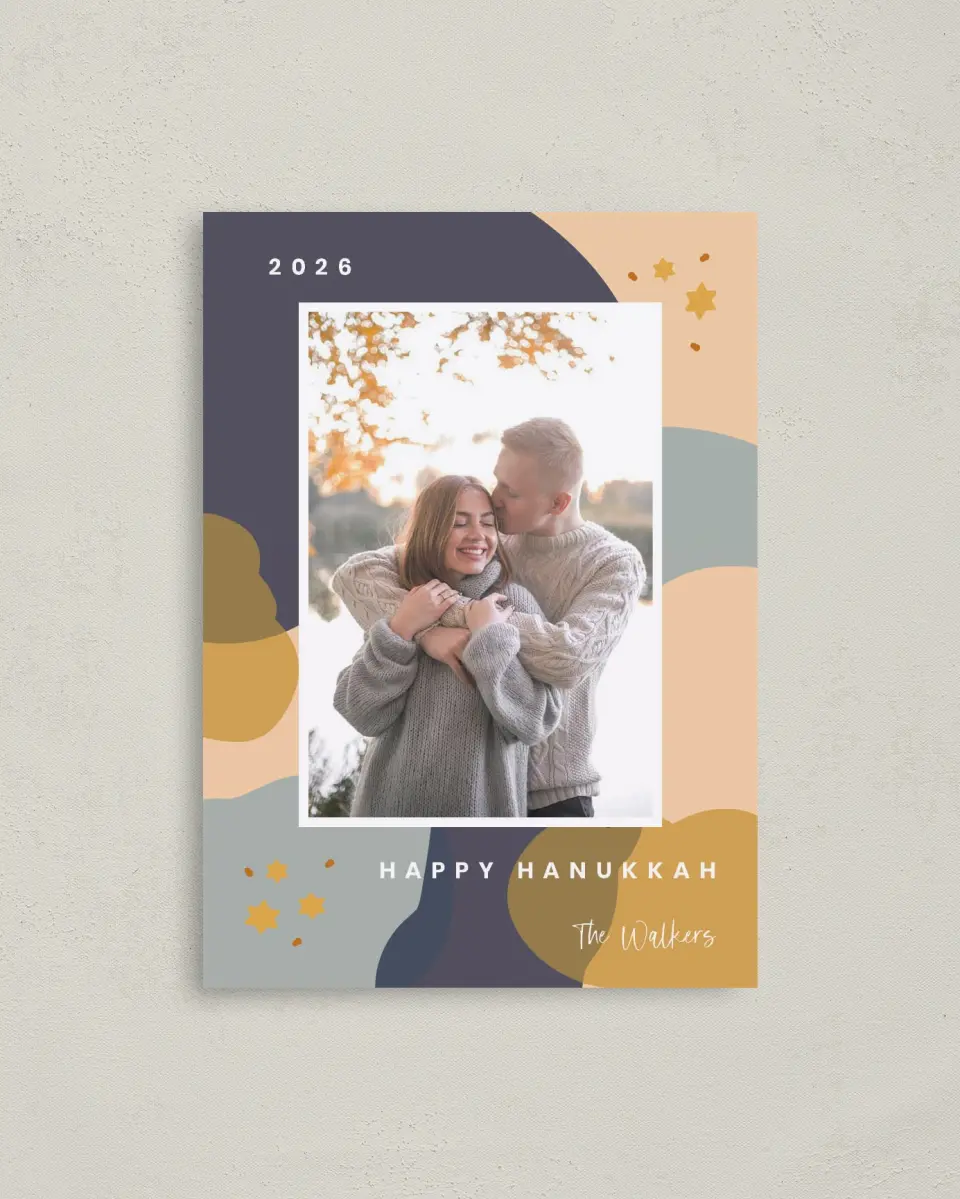 This is a 4" x 5.6" Hanukkah Card called Stars in the Sky printed in full color on Premium Smooth paper
