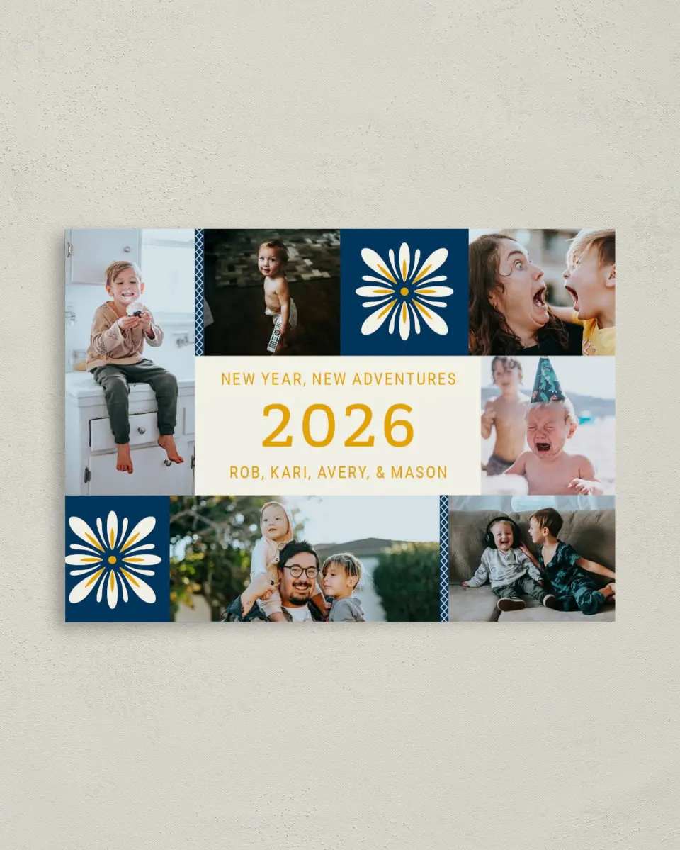 This is a 4" x 5.6" Christmas Card called New Adventures printed in full color on Premium Smooth paper