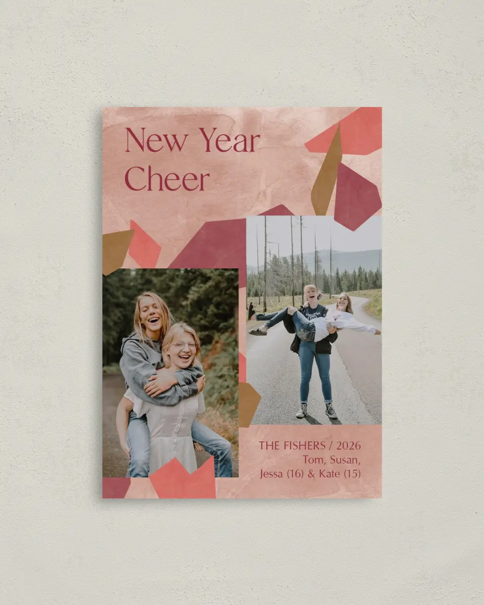 This is a 4" x 5.6" Christmas Card called Cheerful Collage printed in full color on Premium Smooth paper