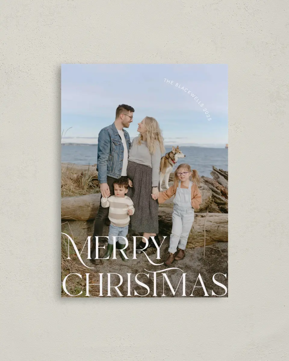 This is a 4" x 5.6" Christmas Card called Charming Christmas printed in full color on Premium Smooth paper
