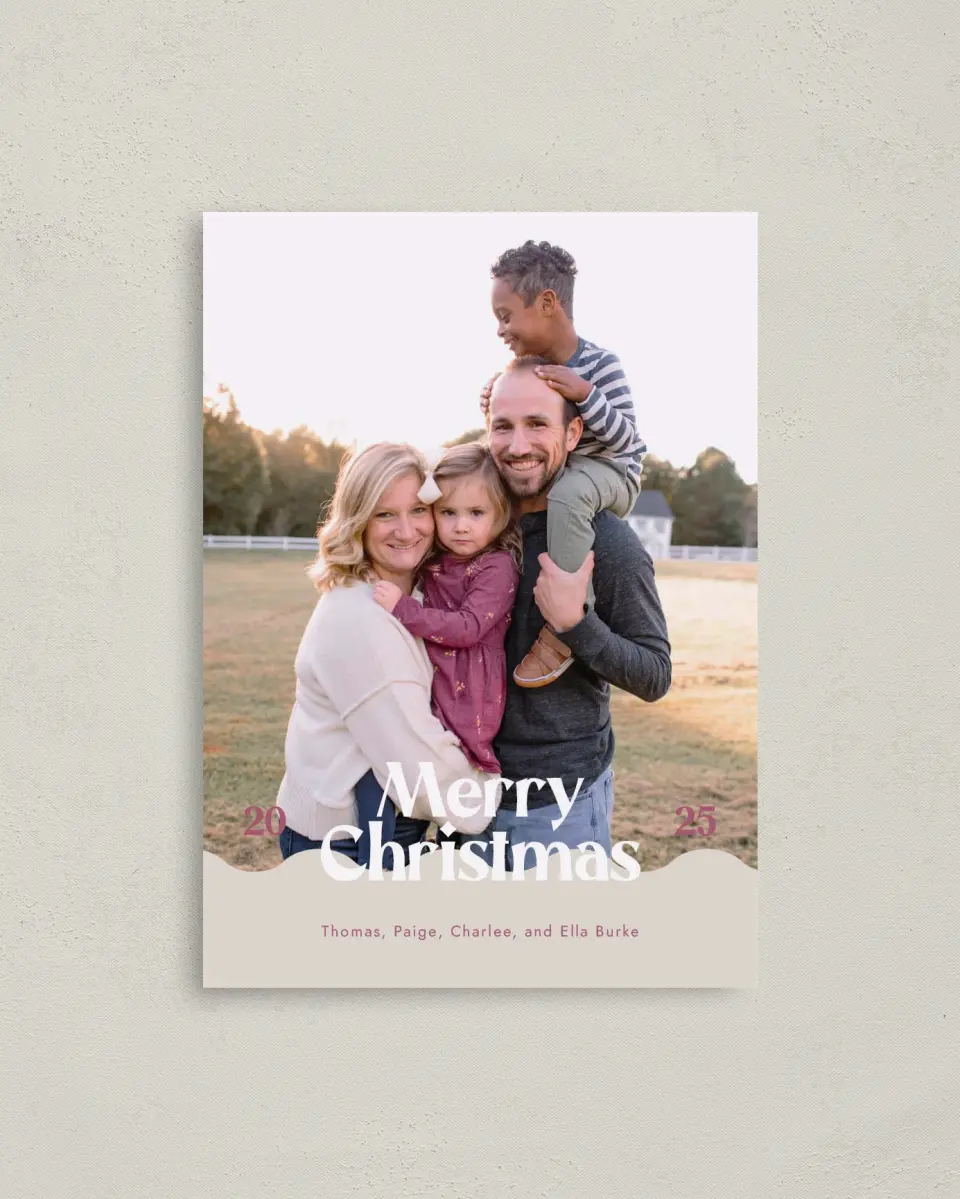 This is a 4" x 5.6" Christmas Card called Wonderful Waves printed in full color on Premium Smooth paper