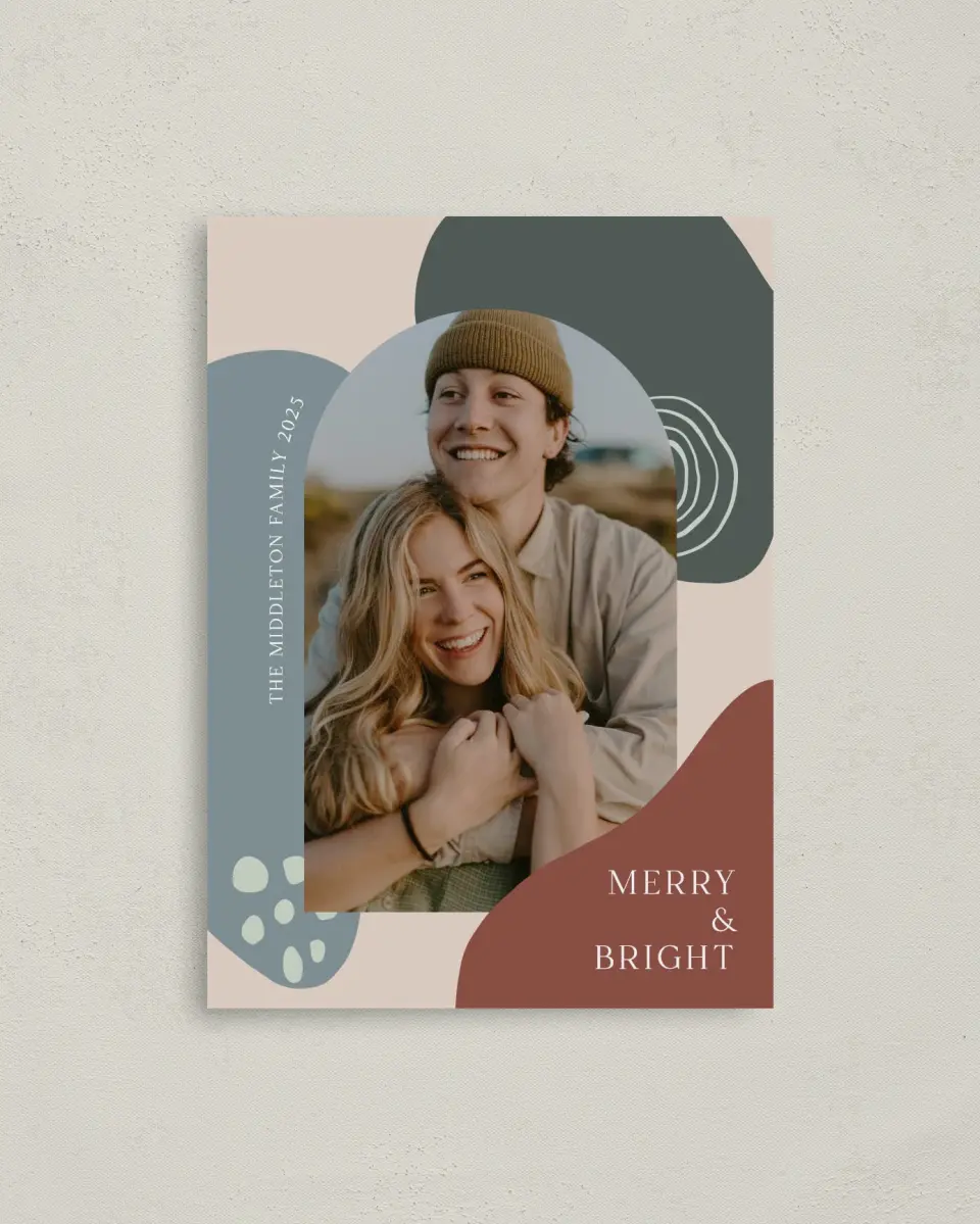 This is a 4" x 5.6" Christmas Card called Yuletide Shapes printed in full color on Premium Smooth paper