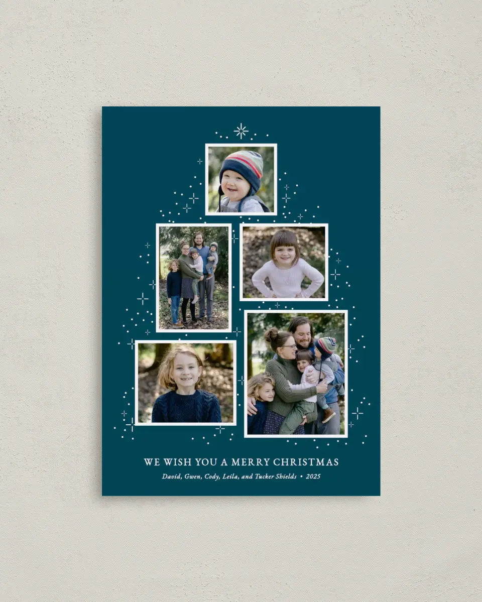 This is a 4" x 5.6" Christmas Card called Falling Flurries printed in full color on Premium Smooth paper