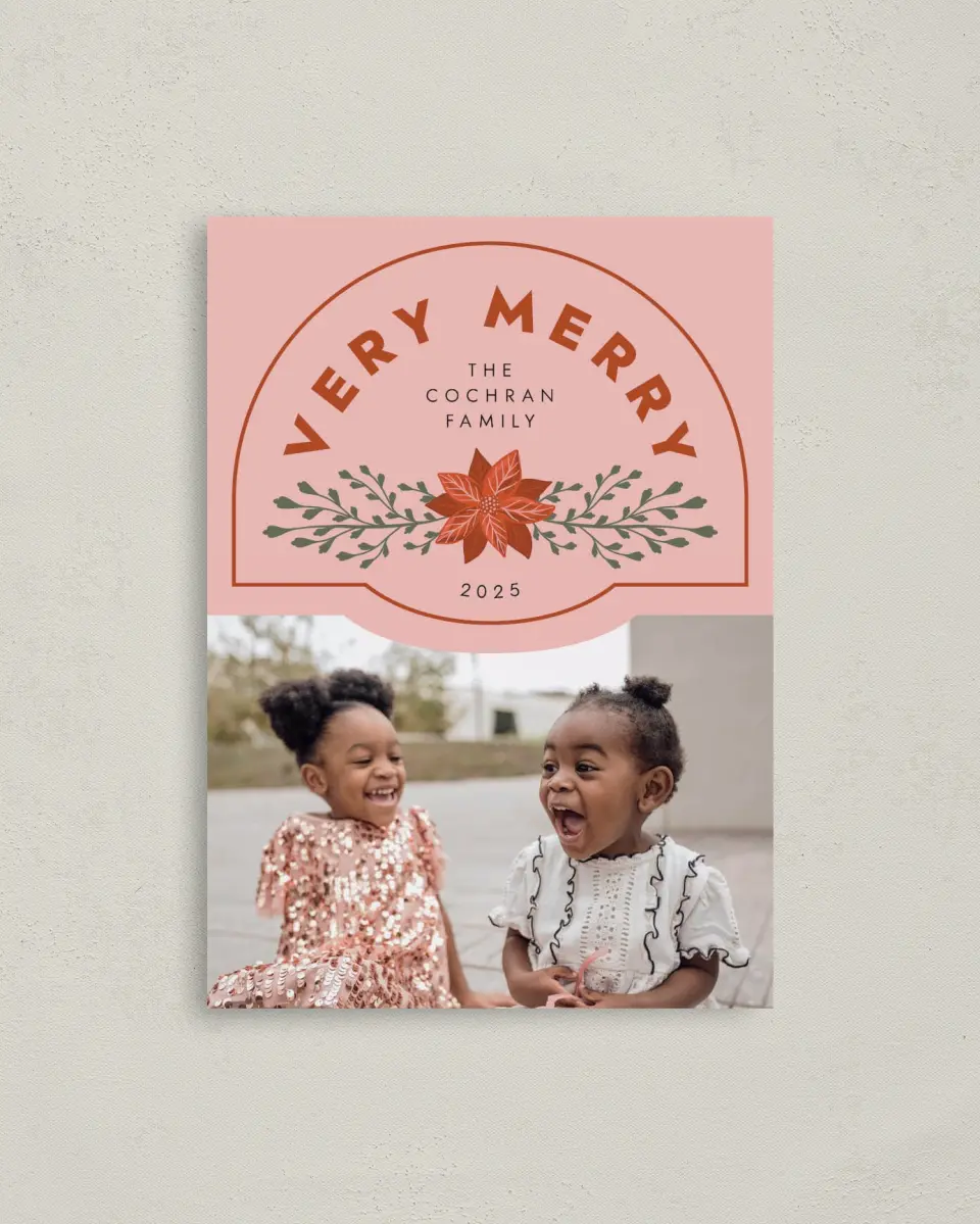 This is a 4" x 5.6" Christmas Card called Adoring Arch printed in full color on Premium Smooth paper