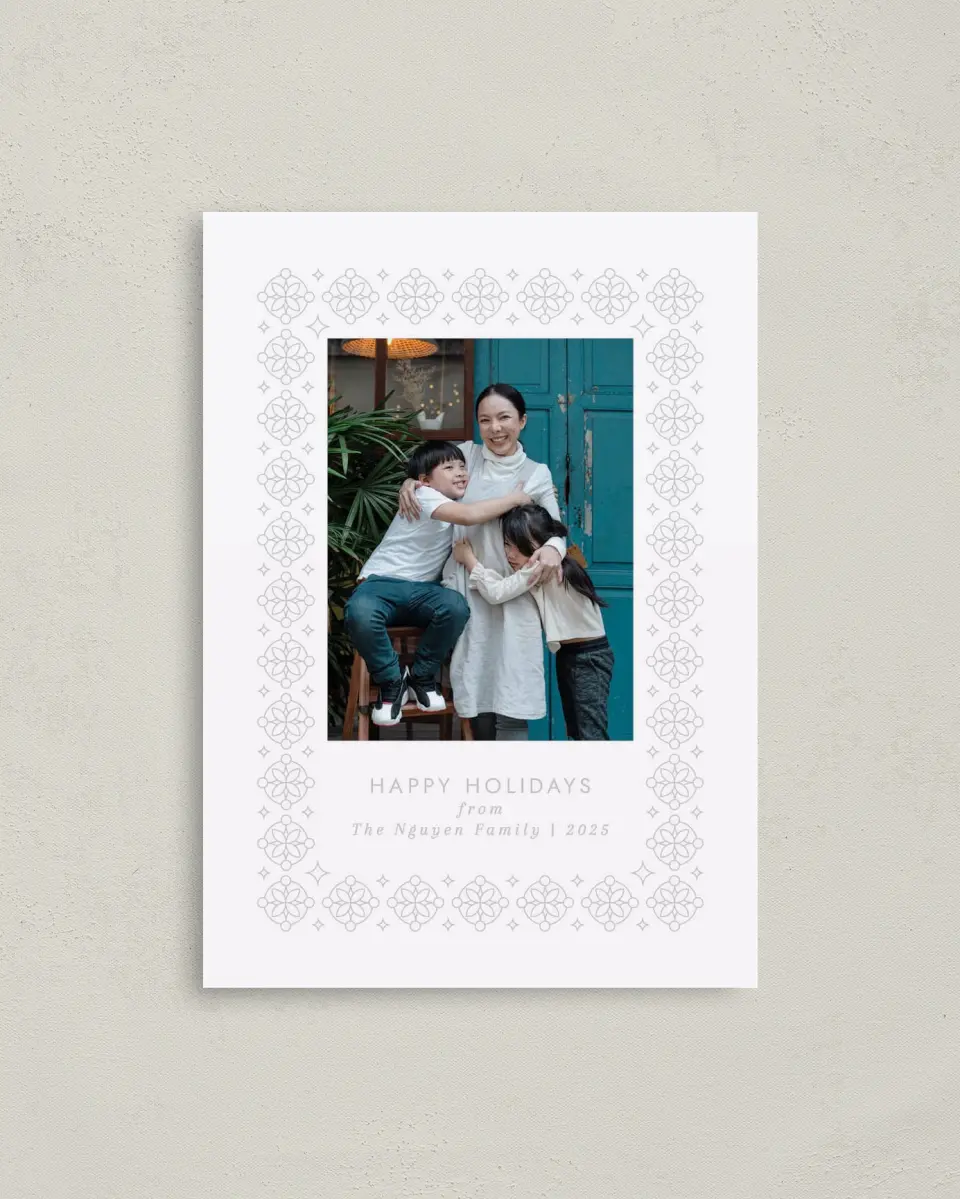 This is a 4" x 5.6" Christmas Card called Geometric Fun printed in full color on Premium Smooth paper