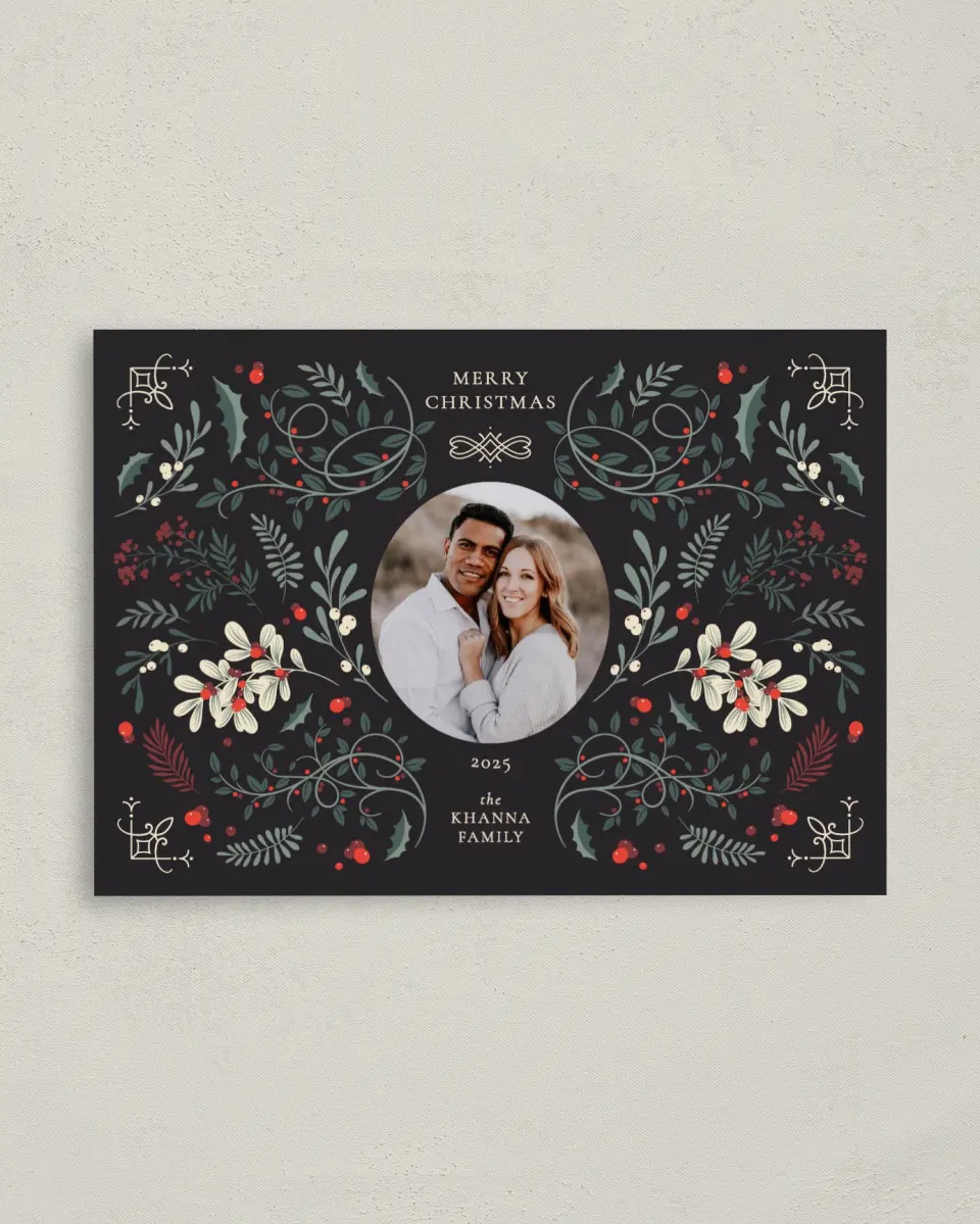 This is a 4" x 5.6" Christmas Card called Grand Greetings printed in full color on Premium Smooth paper