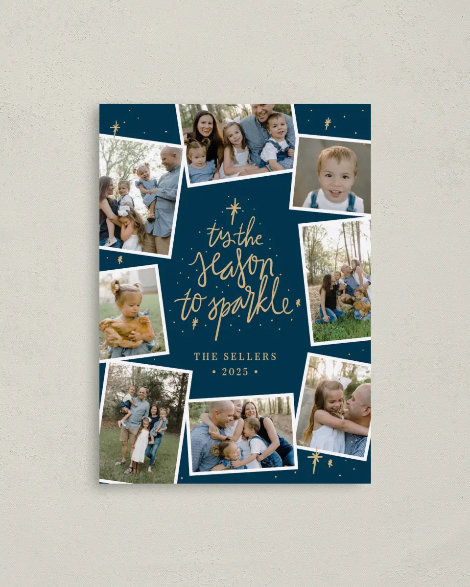 This is a 4" x 5.6" Christmas Card called Sparkling Season printed in full color on Premium Smooth paper