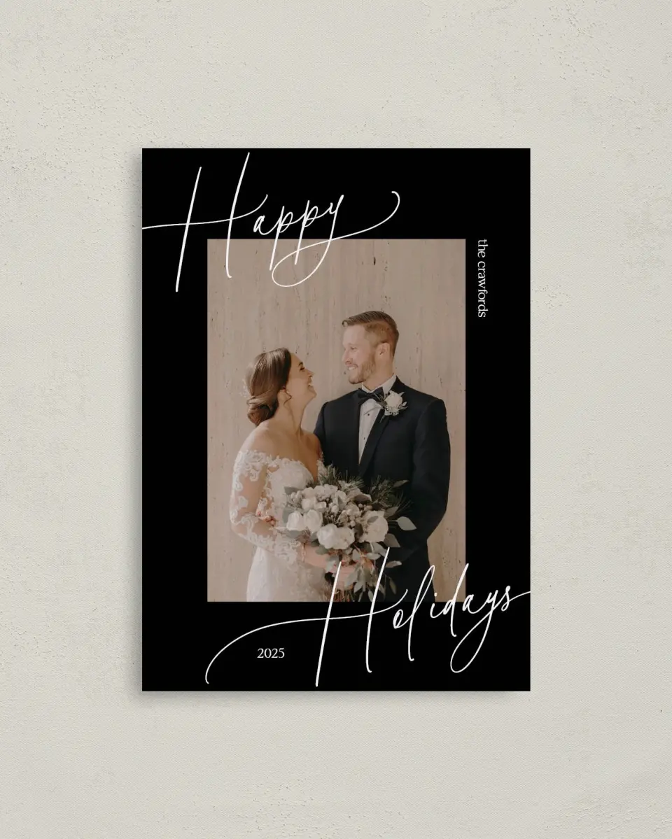 This is a 4" x 5.6" Christmas Card called Scripted Message printed in full color on Premium Smooth paper