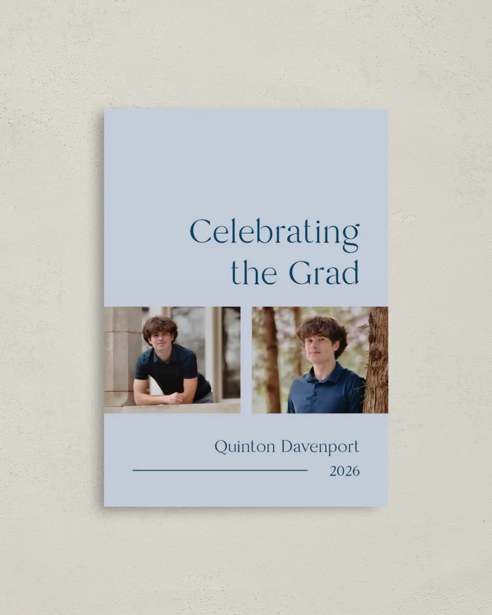 This is a 4" x 5.6" Graduation Announcement Postcard called Honored Grad printed in full color on Soft Touch Finish paper