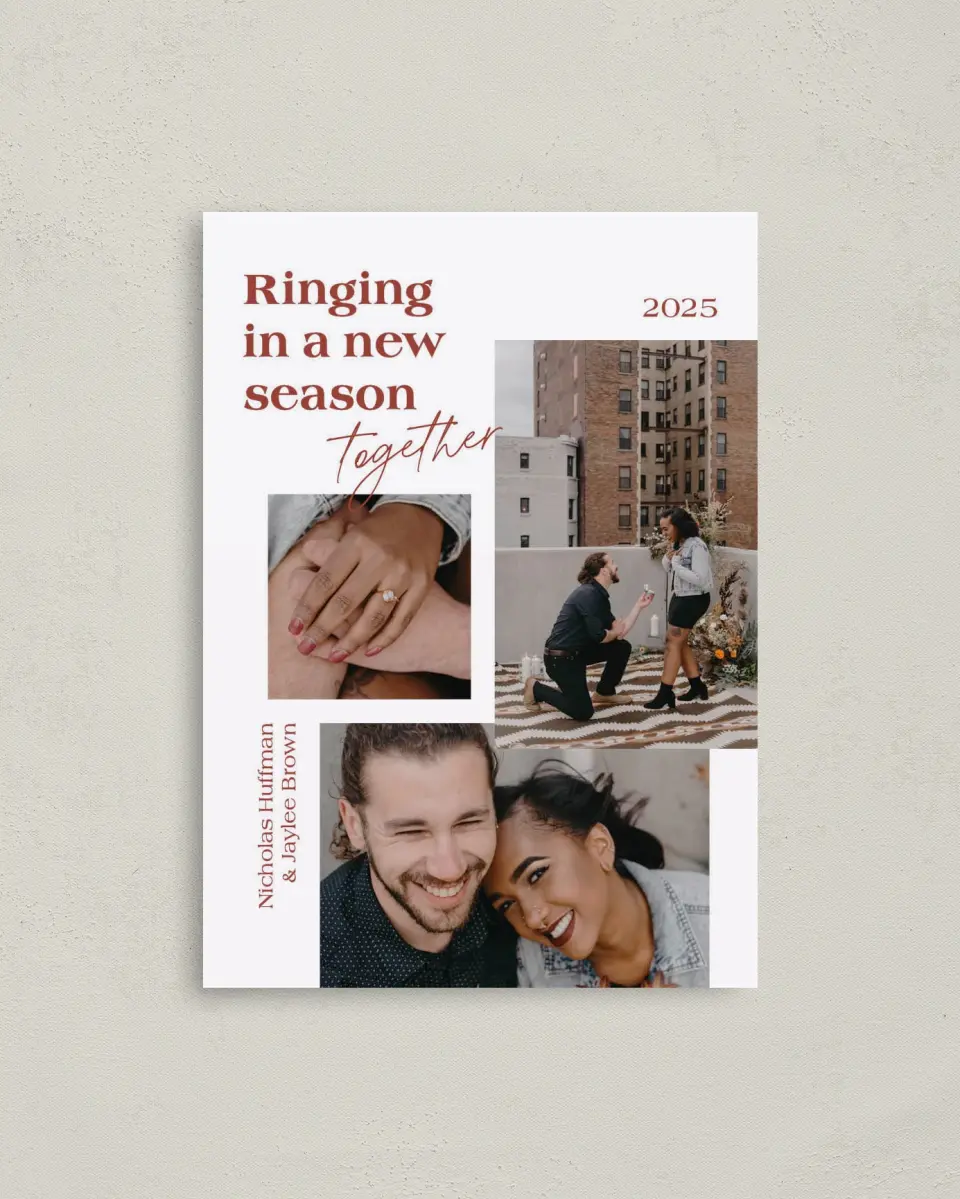 This is a 4" x 5.6" Christmas Card called Ringing Together printed in full color on Premium Smooth paper