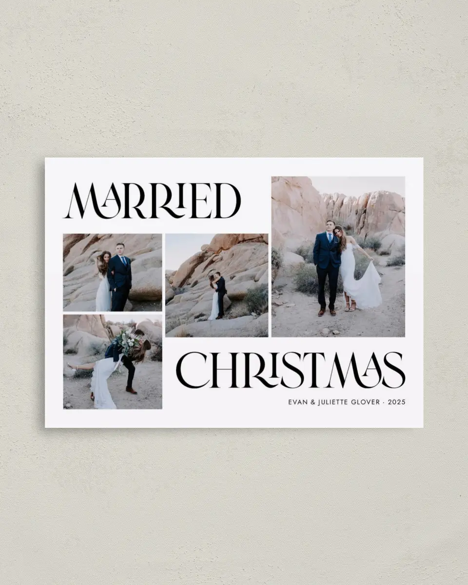 This is a 4" x 5.6" Christmas Card called Married Christmas printed in full color on Premium Smooth paper