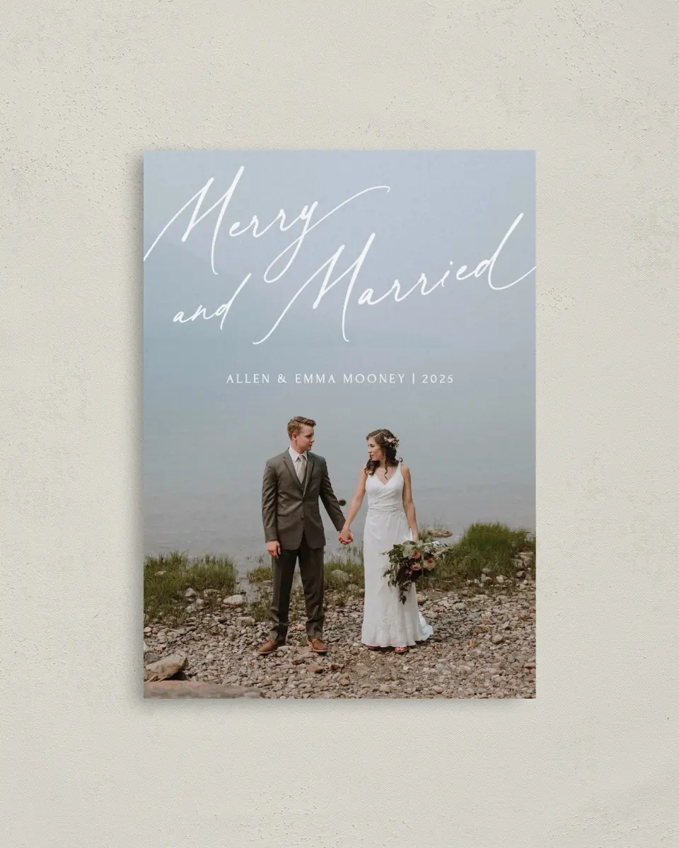 This is a 4" x 5.6" Christmas Card called Married & Married printed in full color on Premium Smooth paper
