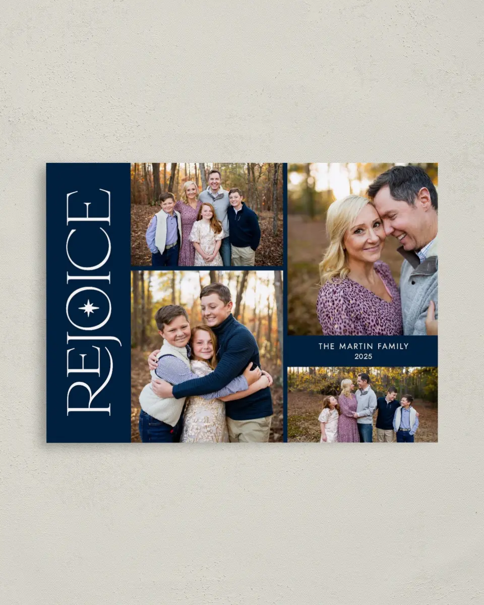 This is a 4" x 5.6" Christmas Card called Rejoicing Together printed in full color on Premium Smooth paper