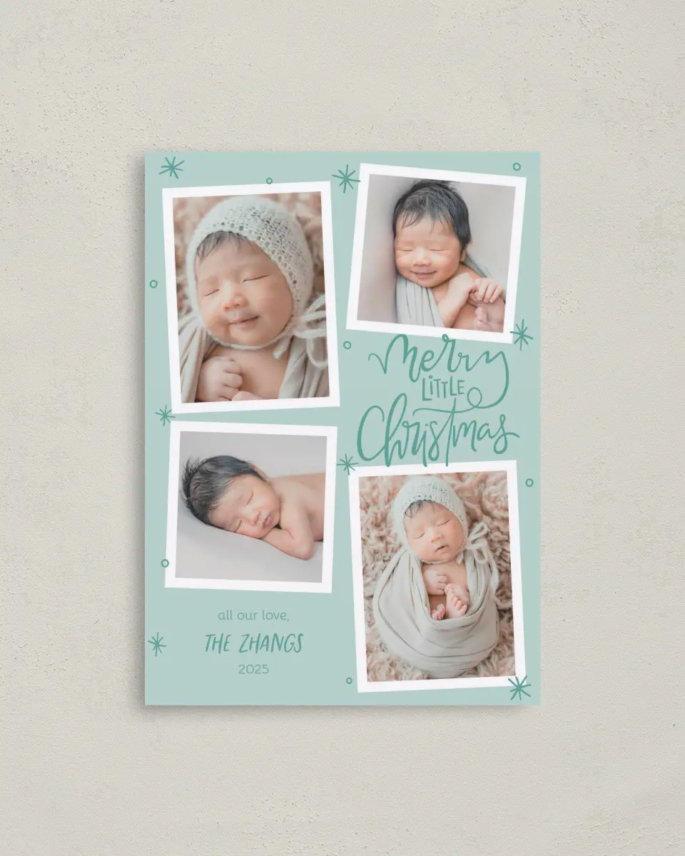 This is a 4" x 5.6" Christmas Card called Litte Christmas printed in full color on Premium Smooth paper