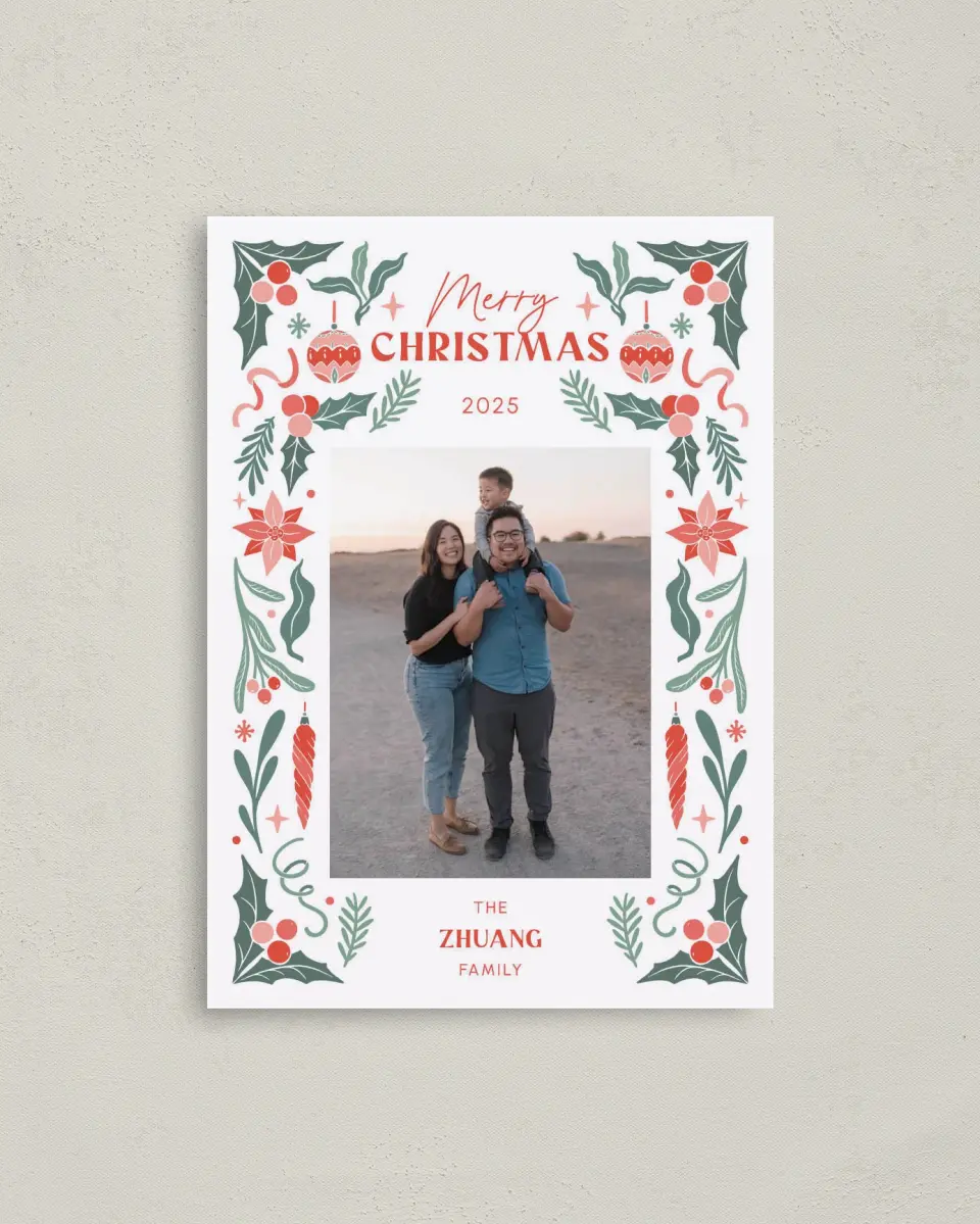 This is a 4" x 5.6" Christmas Card called Dash of Magic printed in full color on Premium Smooth paper