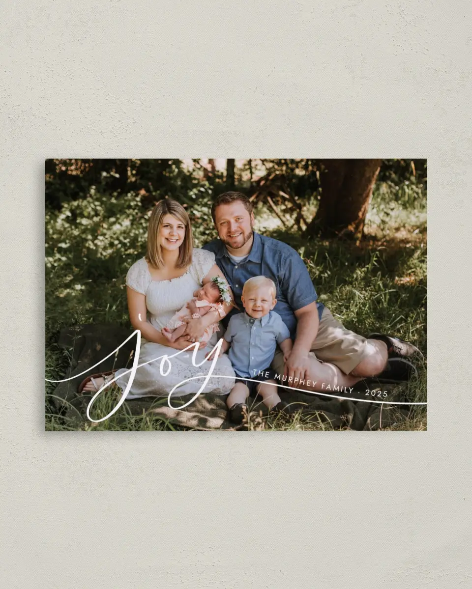 This is a 4" x 5.6" Christmas Card called Extending Joy printed in full color on Premium Smooth paper