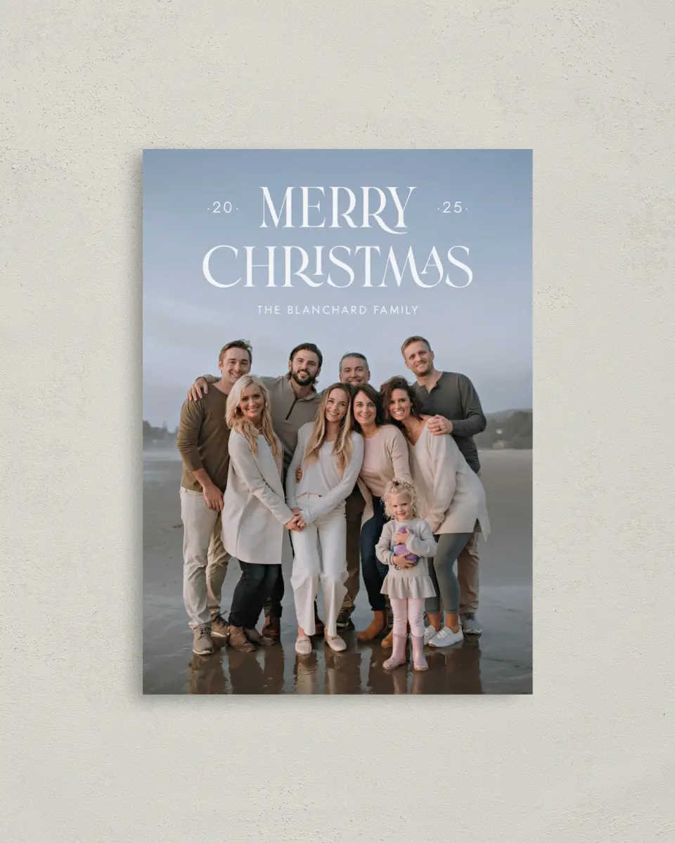 This is a 4" x 5.6" Christmas Card called Contemporary Christmas printed in full color on Premium Smooth paper