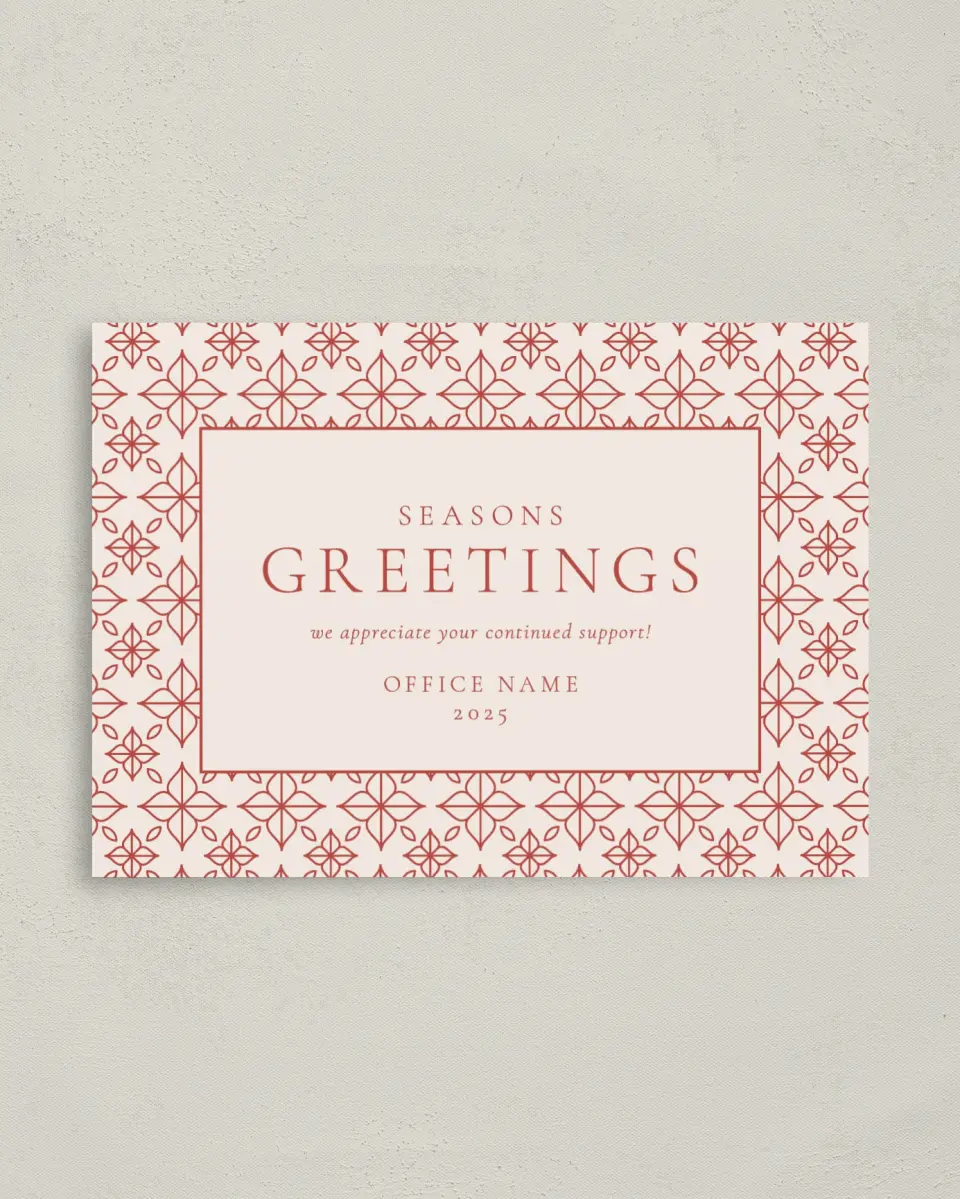 This is a 4" x 5.6" Christmas Card called Delicate Design printed in full color on Premium Smooth paper