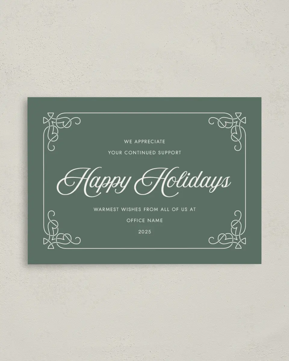 This is a 4" x 5.6" Christmas Card called Fancy Festivities printed in full color on Premium Smooth paper