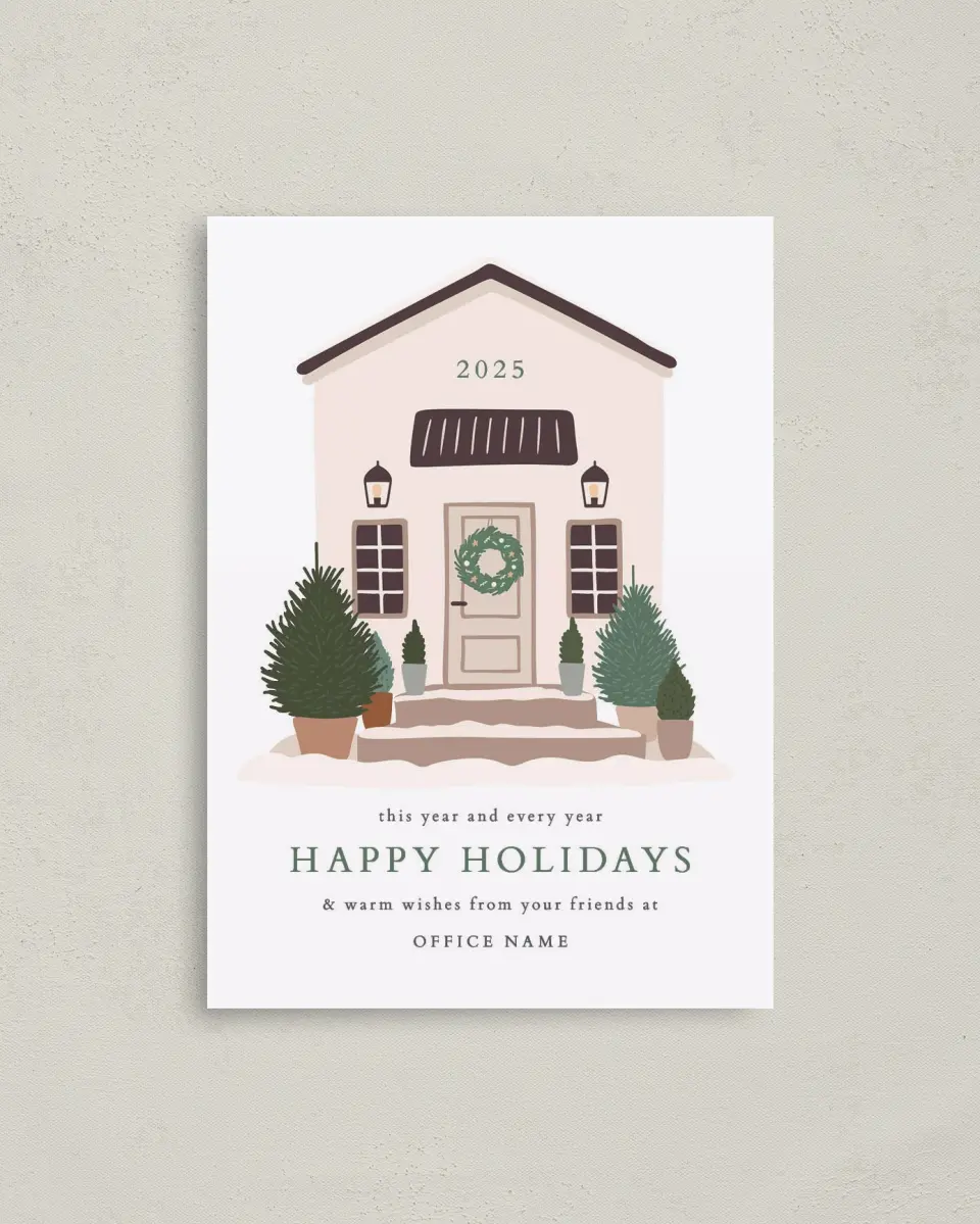 This is a 4" x 5.6" Christmas Card called Home for Christmas printed in full color on Premium Smooth paper