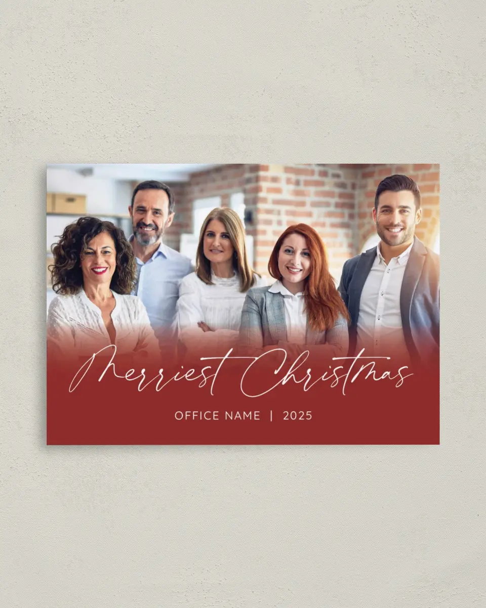 This is a 4" x 5.6" Christmas Card called Our Family To Yours printed in full color on Premium Smooth paper