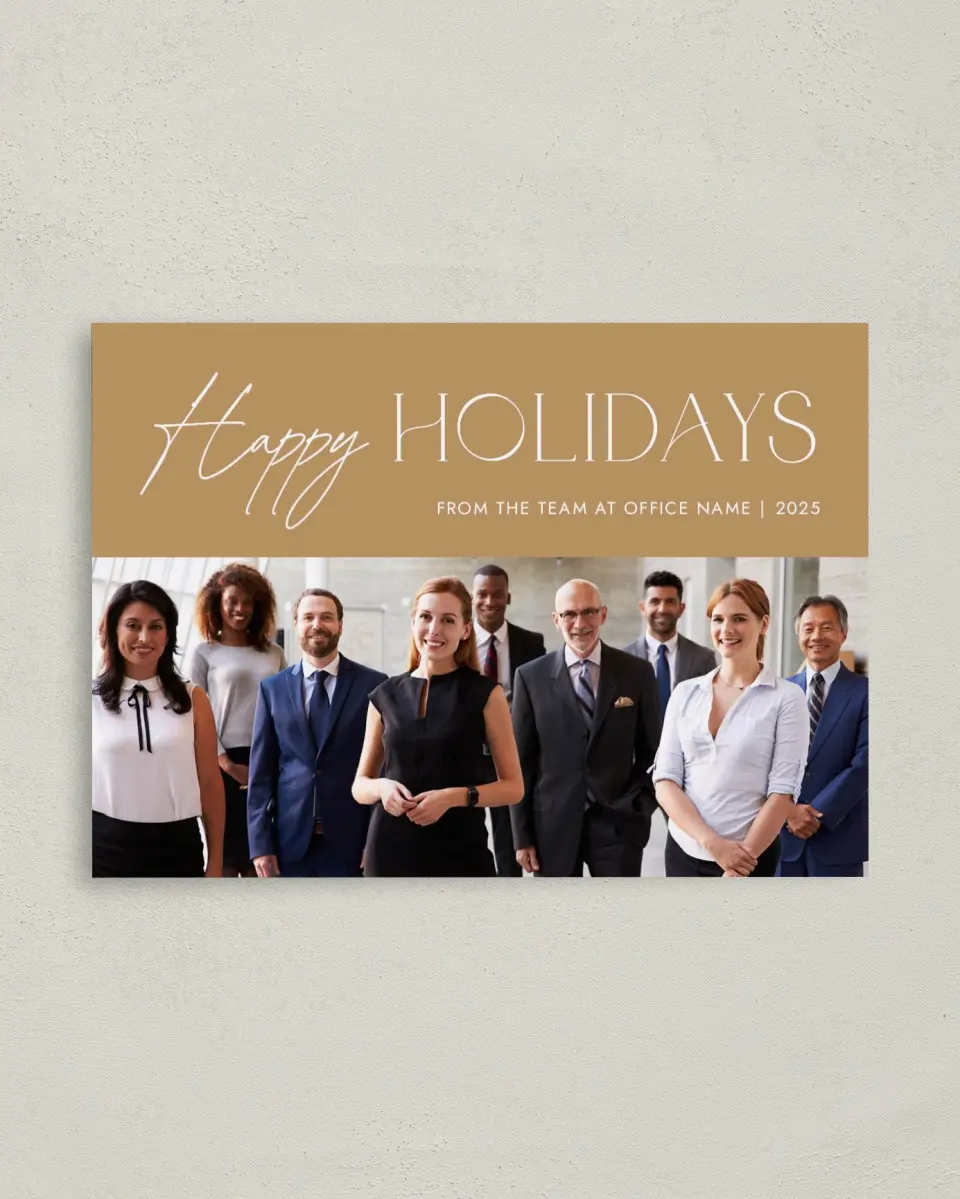 This is a 4" x 5.6" Christmas Card called Holiday Wishes printed in full color on Premium Smooth paper