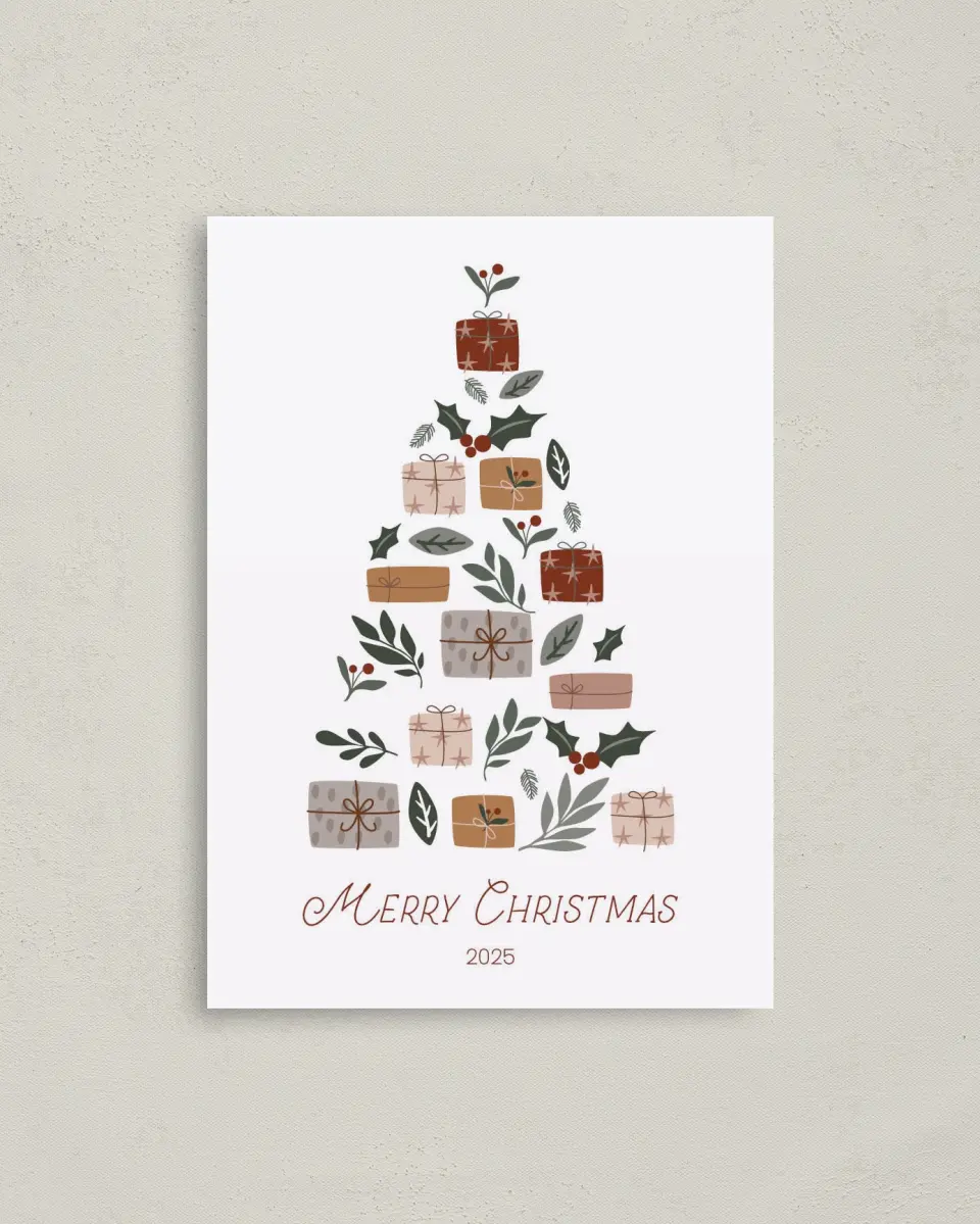 This is a 4" x 5.6" Christmas Card called Gifted Greeting printed in full color on Premium Smooth paper