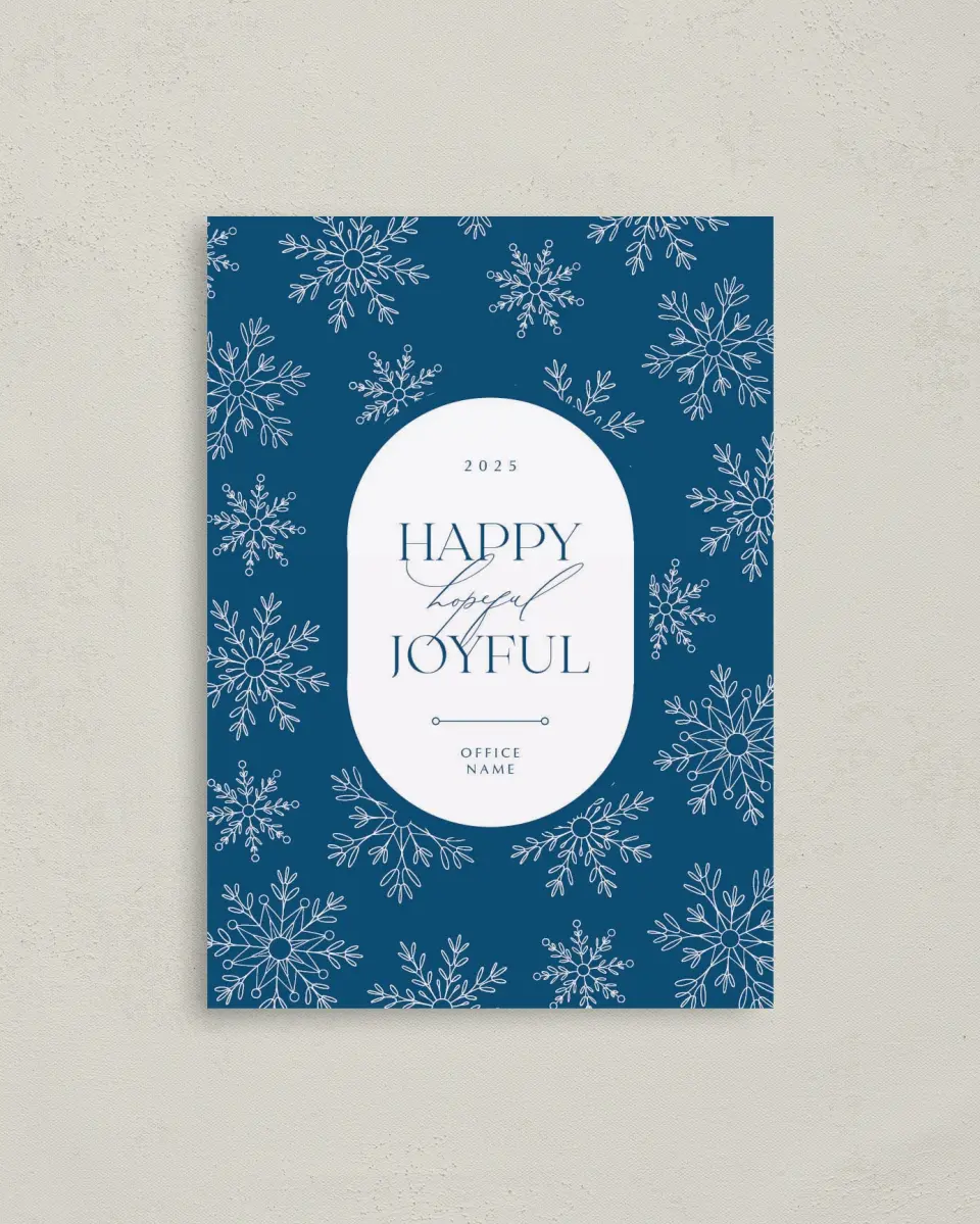 This is a 4" x 5.6" Christmas Card called Joyful Flurries printed in full color on Premium Smooth paper