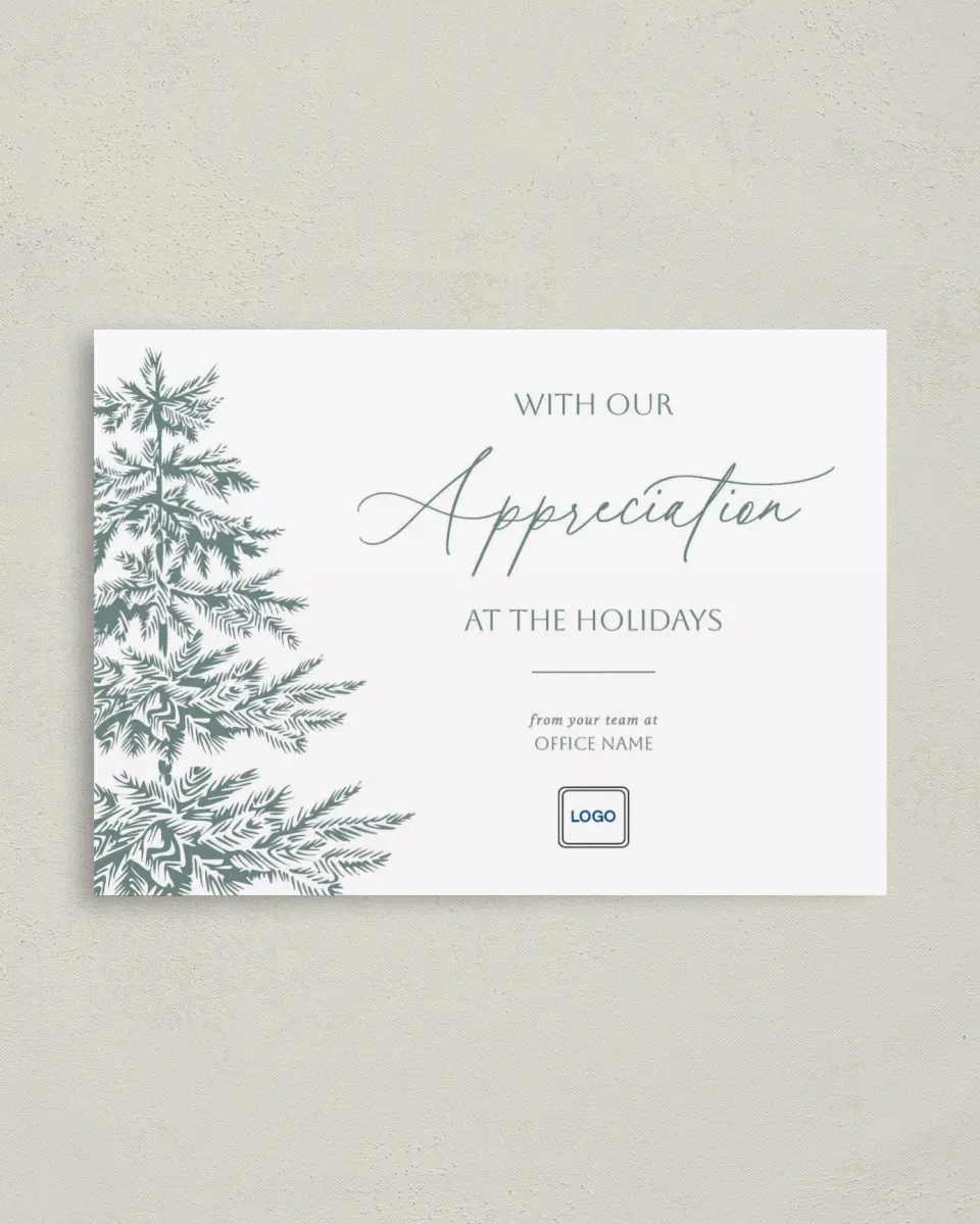 This is a 4" x 5.6" Christmas Card called Our Appreciation printed in full color on Premium Smooth paper
