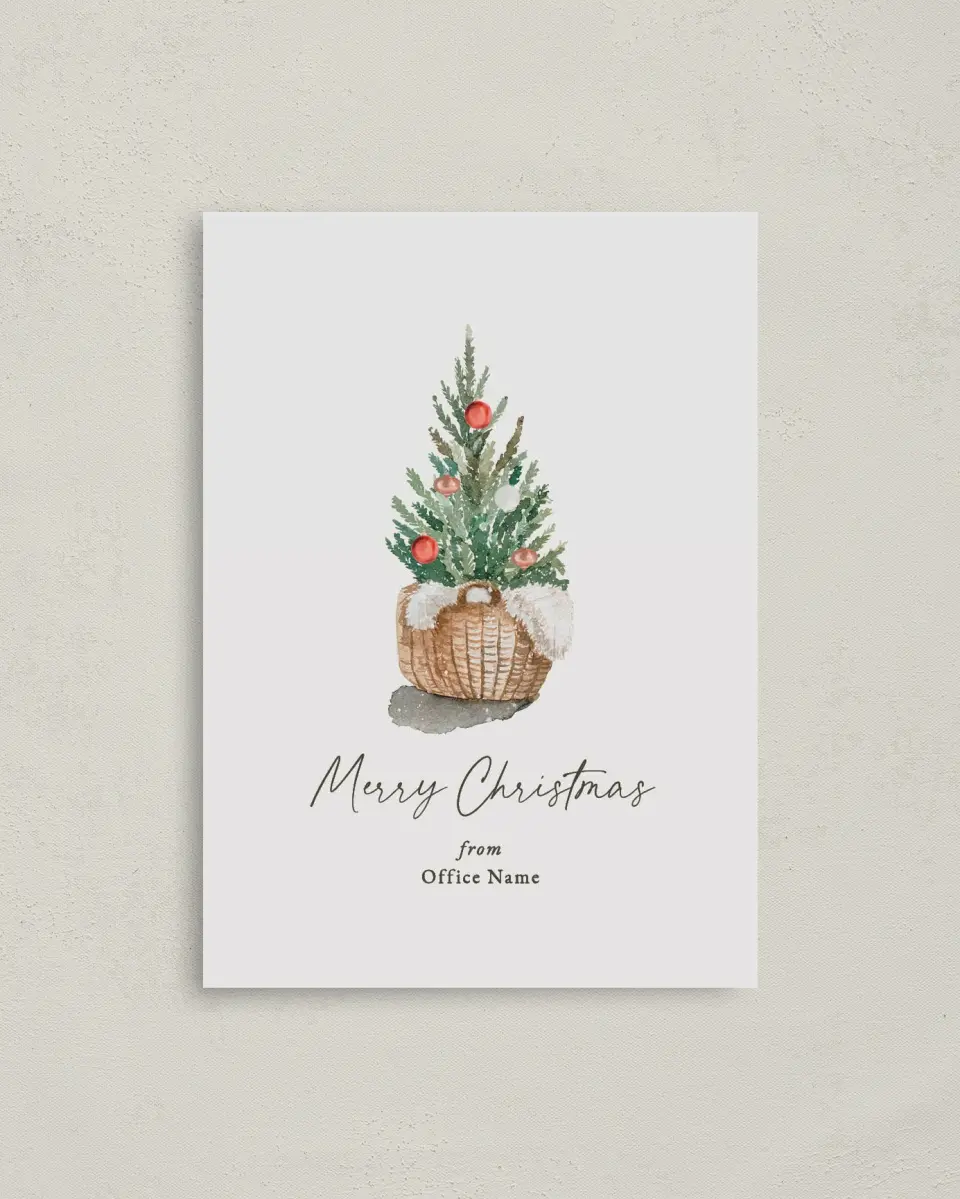 This is a 4" x 5.6" Christmas Card called Minimal Tree printed in full color on Premium Smooth paper