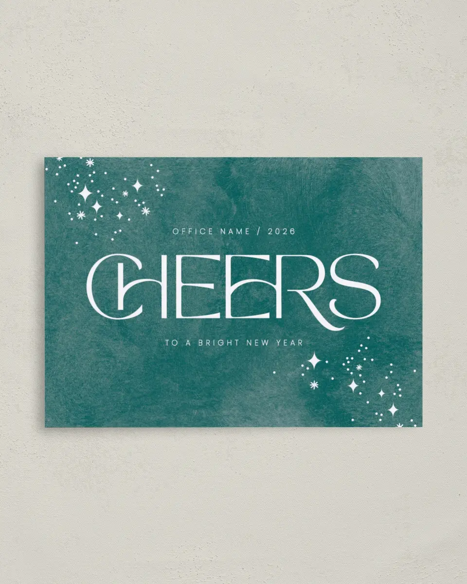 This is a 4" x 5.6" Christmas Card called Glistening Cheer printed in full color on Premium Smooth paper