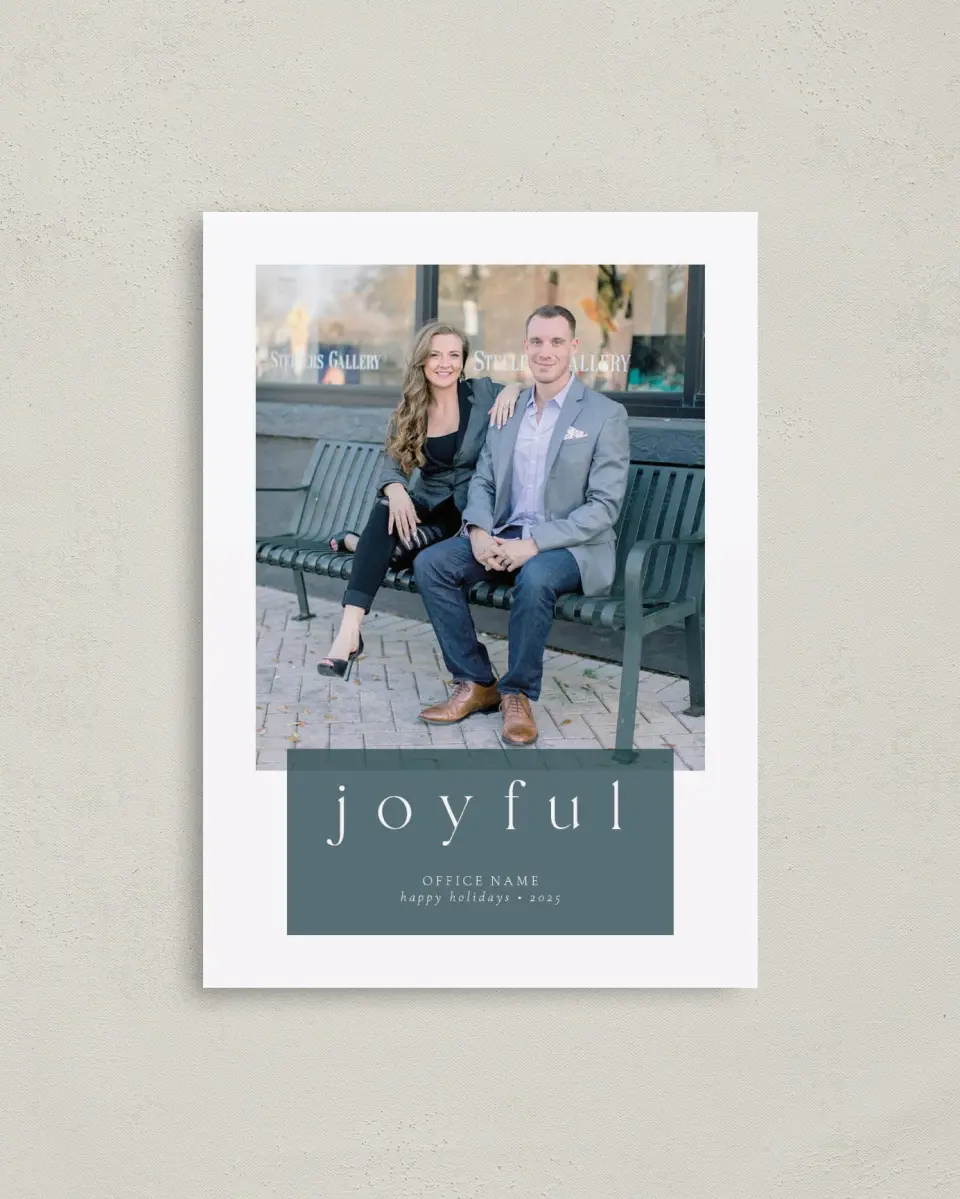 This is a 4" x 5.6" Christmas Card called Joyful Team printed in full color on Premium Smooth paper