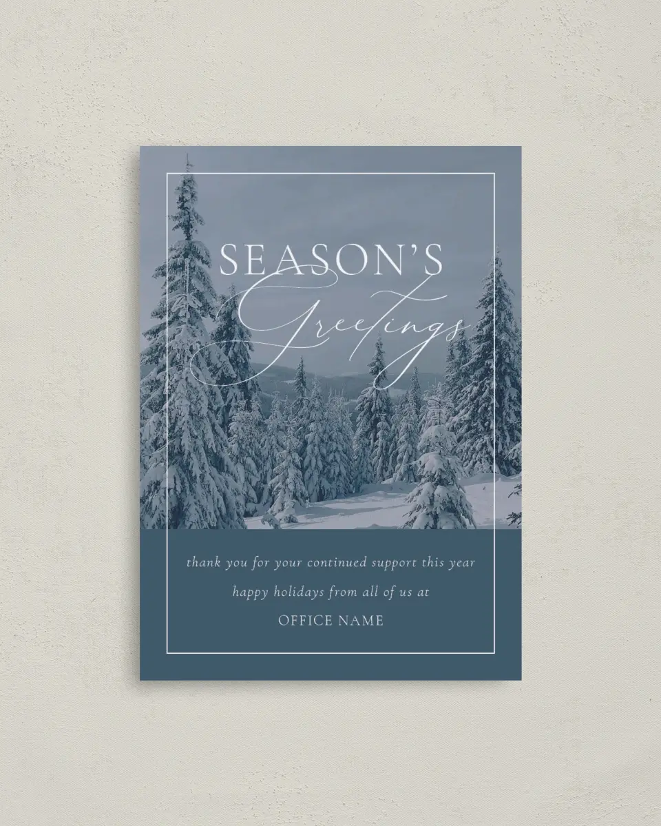 This is a 4" x 5.6" Christmas Card called Winter Greetings printed in full color on Premium Smooth paper