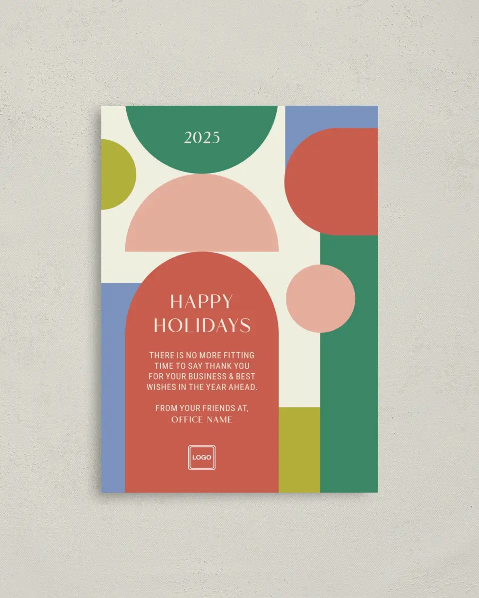 This is a 4" x 5.6" Christmas Card called Festive Fling printed in full color on Premium Smooth paper