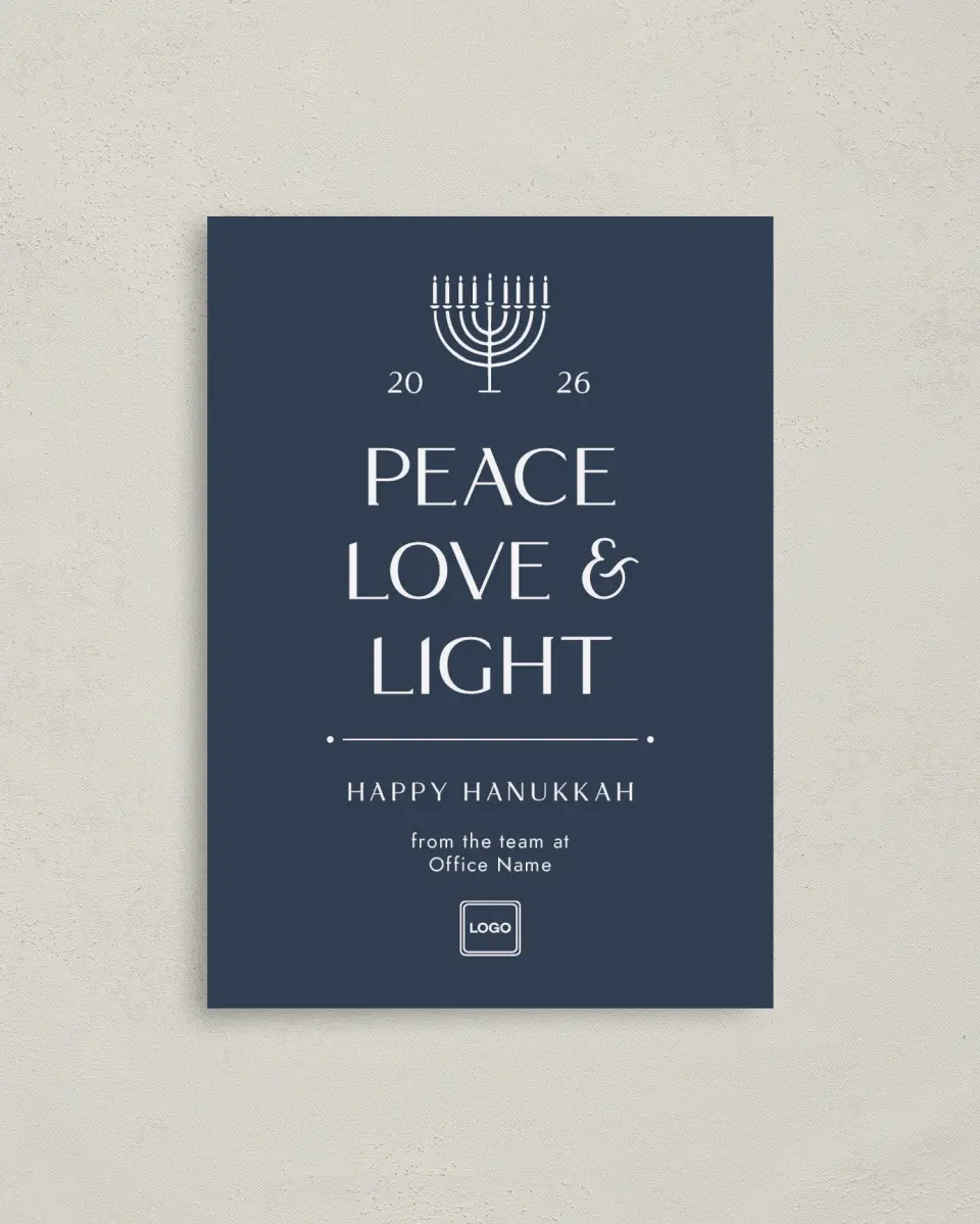 This is a 4" x 5.6" Christmas Postcard called Peace, Love & Light printed in full color on Premium Smooth paper