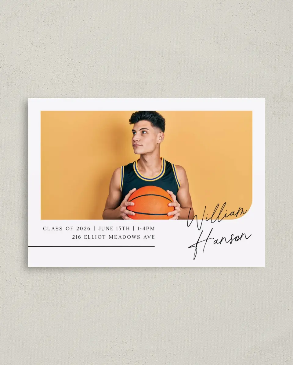 This is a 4" x 5.6" Graduation Announcement Postcard called Time to Shine printed in full color on Soft Touch Finish paper