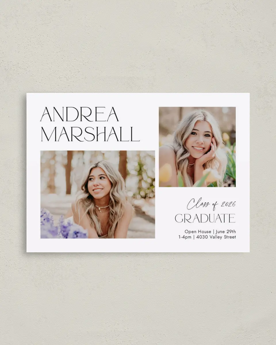 This is a 4" x 5.6" Graduation Announcement Postcard called Love This Little Life printed in full color on Soft Touch Finish paper