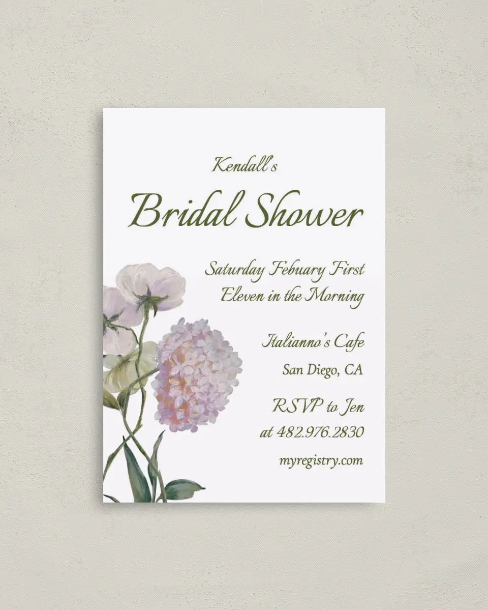 This is a 4" x 5.6" Bridal Shower Invitation Postcard called East Coast Bride printed in full color on Soft Touch Finish paper