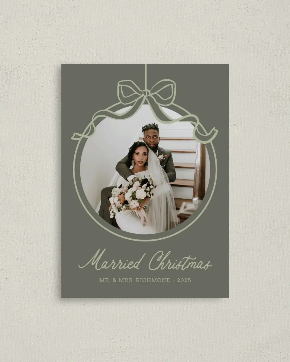 This is a 4" x 5.6" Christmas Card called Adorned Ornament printed in full color on Premium Smooth paper