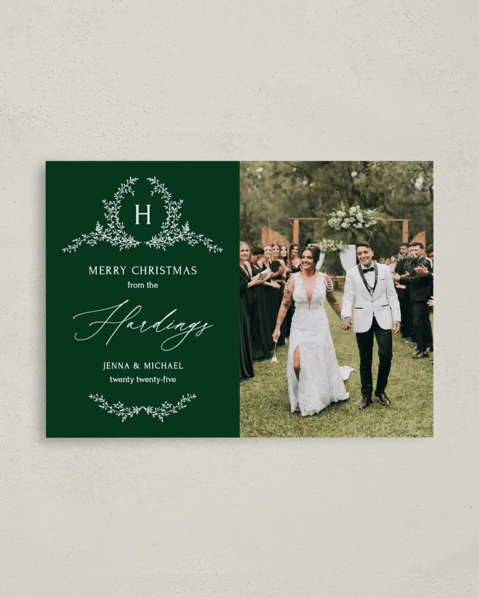 This is a 4" x 5.6" Christmas Card called Christmas Crest printed in full color on Premium Smooth paper