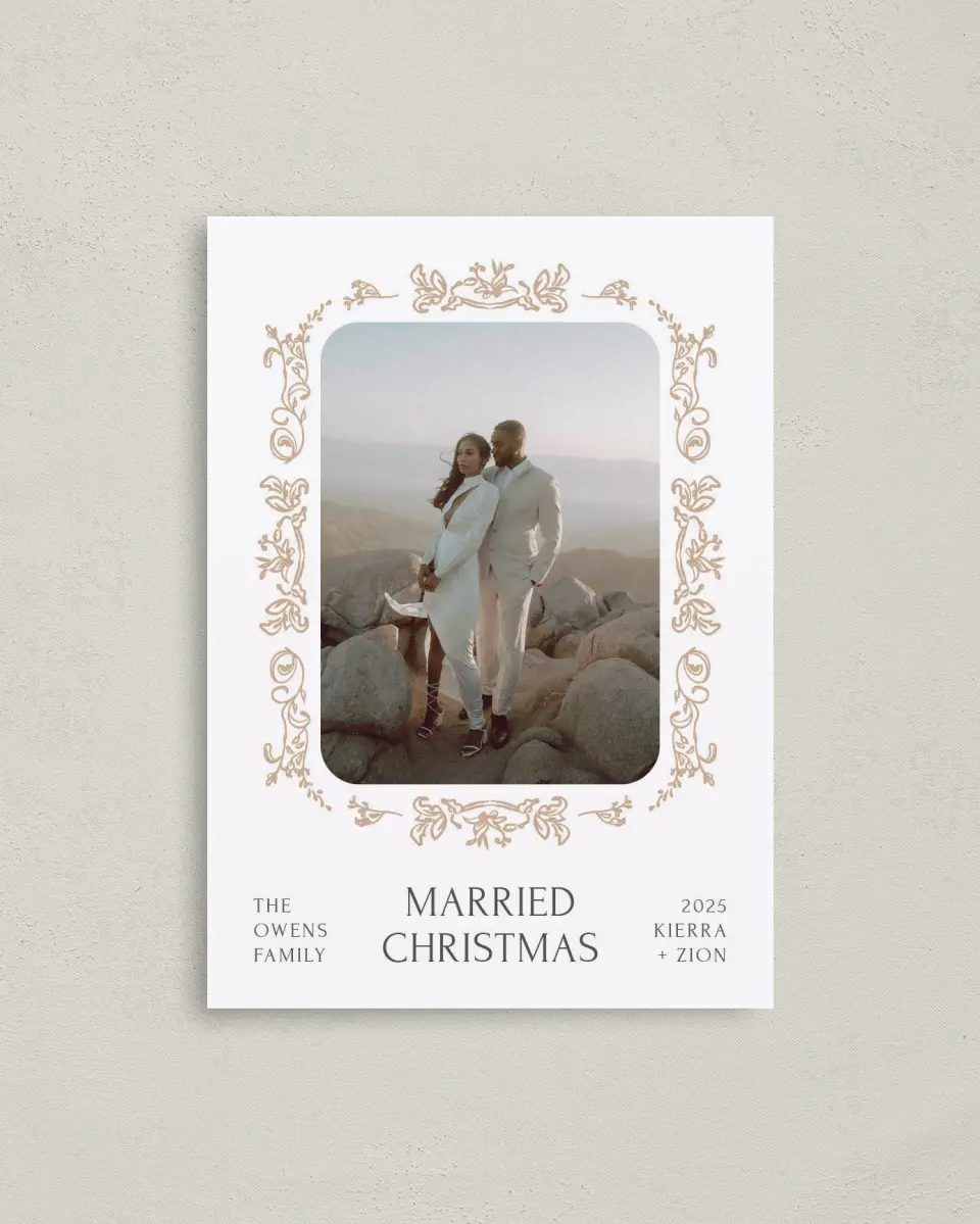 This is a 4" x 5.6" Christmas Card called Festive Filigree printed in full color on Premium Smooth paper