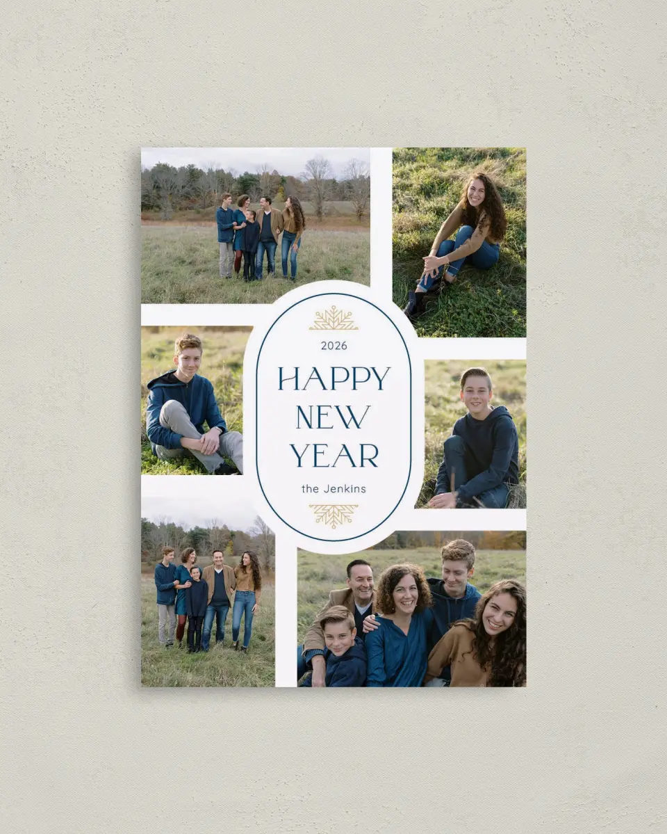 This is a 4" x 5.6" Christmas Card called Radiant Moments printed in full color on Premium Smooth paper