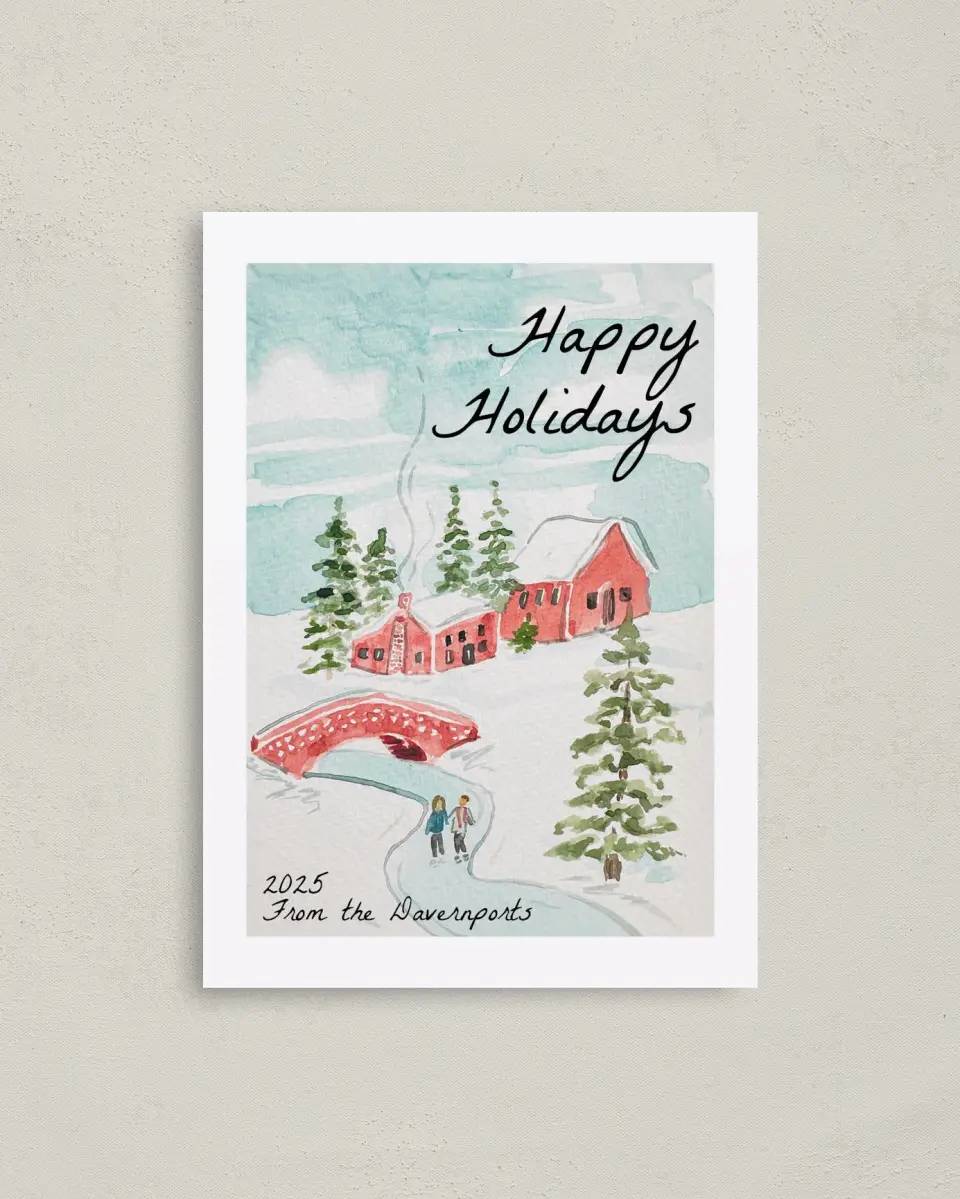 This is a 4" x 5.6" Christmas Card called Icey Streams printed in full color on Premium Smooth paper
