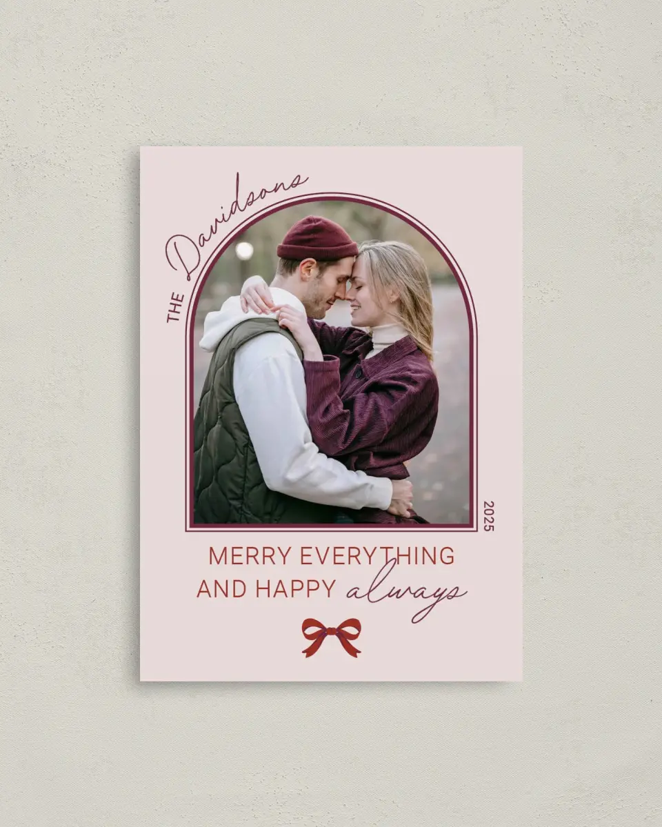 This is a 4" x 5.6" Christmas Card called Happy Always printed in full color on Premium Smooth paper