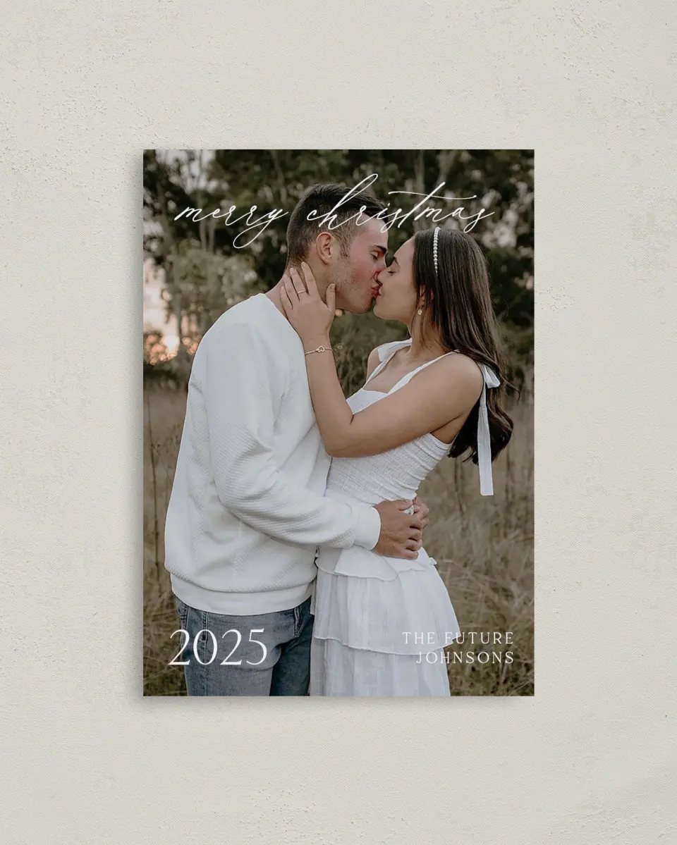 This is a 4" x 5.6" Christmas Card called Dainty Holiday printed in full color on Premium Smooth paper