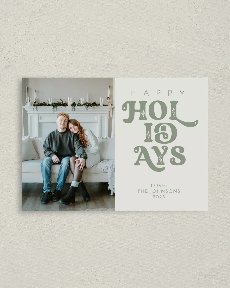 This is a 4" x 5.6" Christmas Card called Festive Flourish printed in full color on Premium Smooth paper
