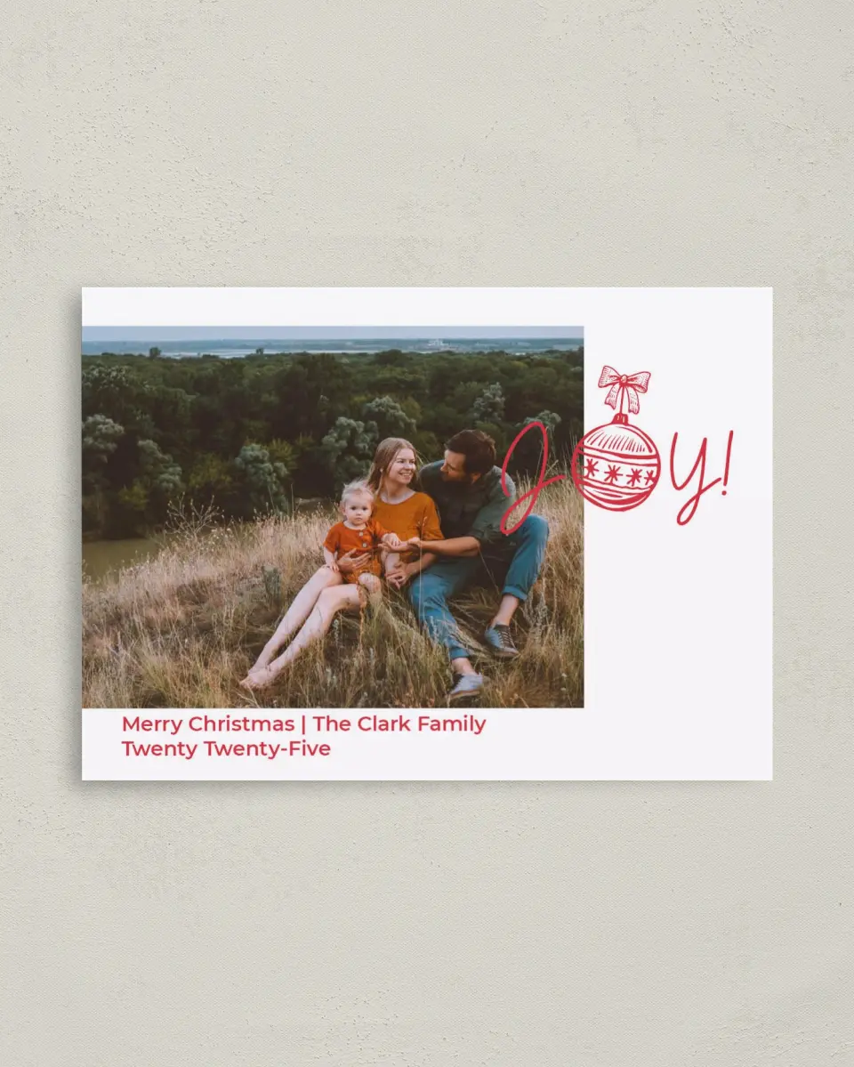 This is a 4" x 5.6" Christmas Card called Joy and Jolly printed in full color on Premium Smooth paper