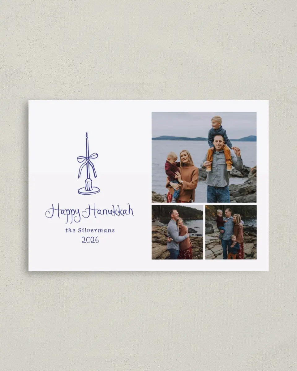 This is a 4" x 5.6" Hanukkah Card called Sketched Candle printed in full color on Premium Smooth paper