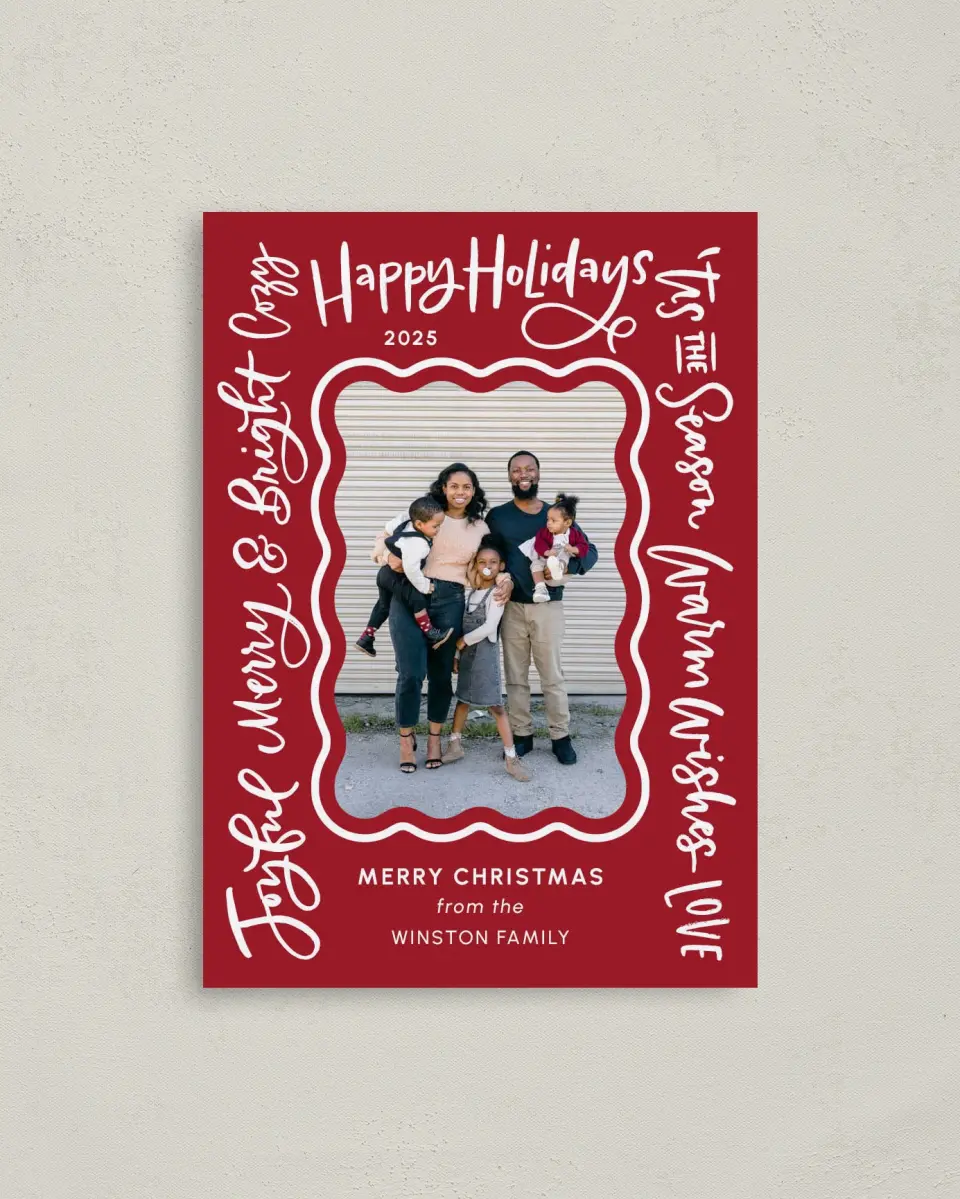 This is a 4" x 5.6" Christmas Card called Warming Wishes printed in full color on Premium Smooth paper